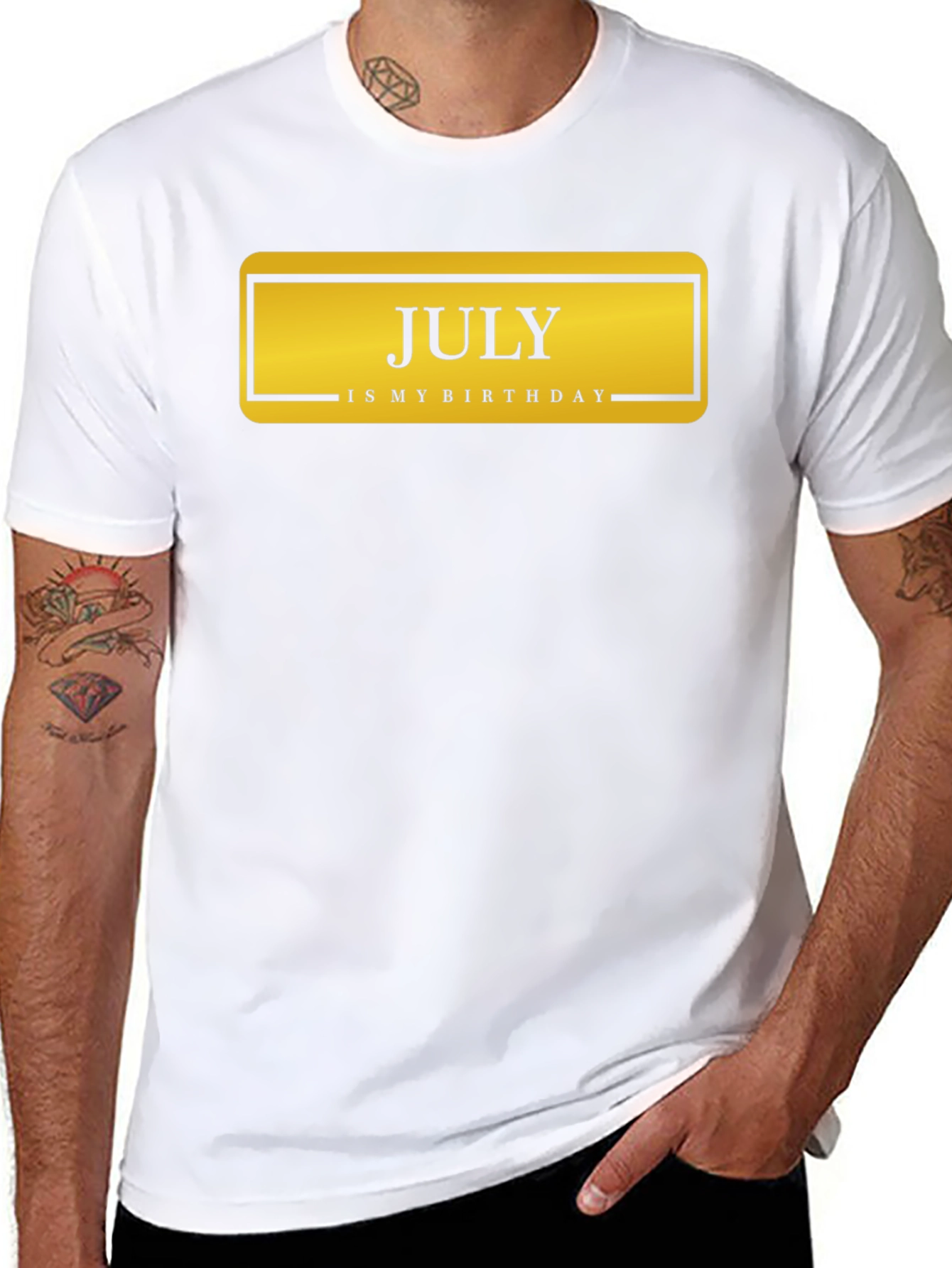 July Birthday T-Shirt - Black Crew Neck Tee