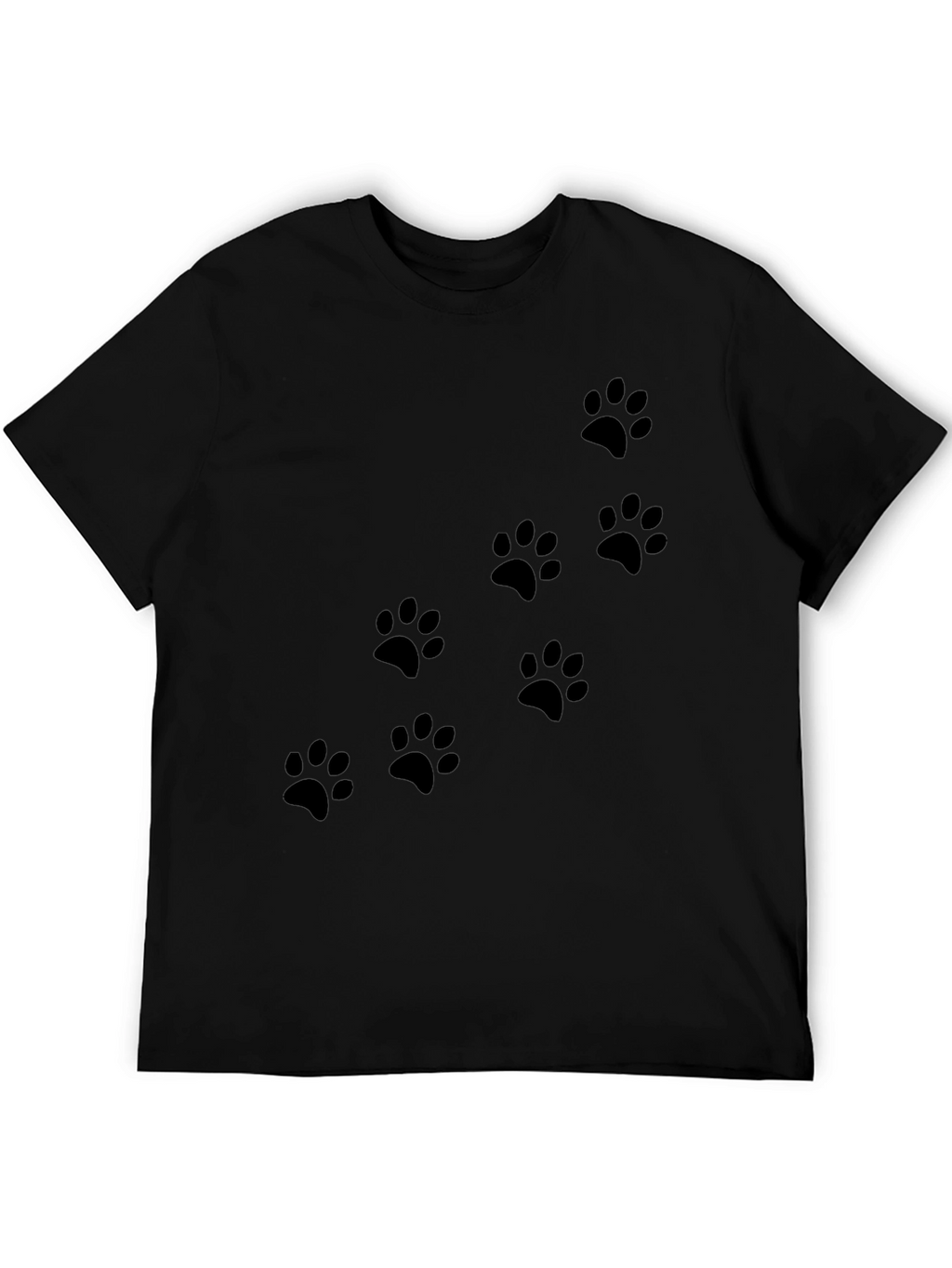 Mens Black Paw Print T-Shirt - Casual Style
