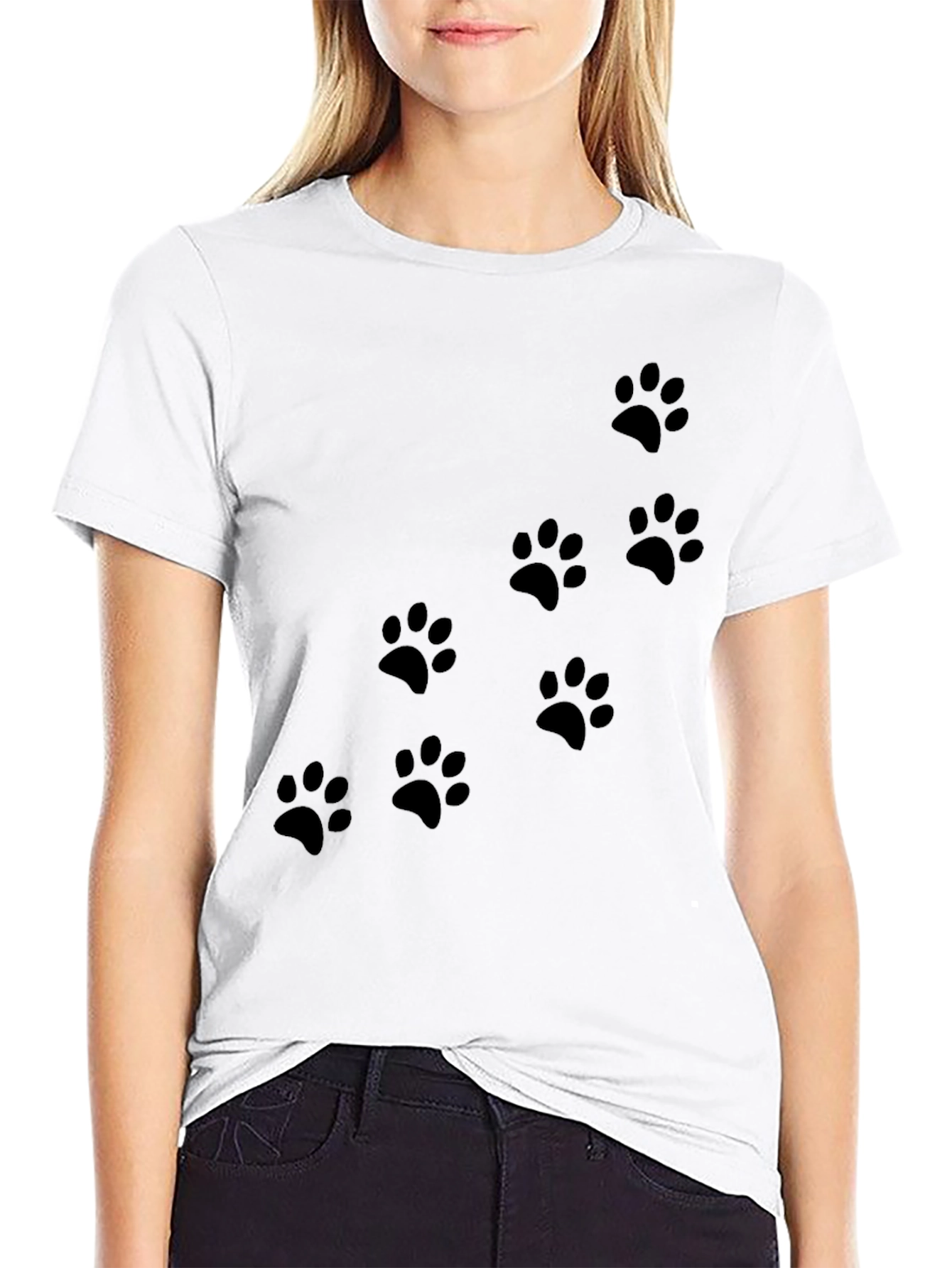 Mens Black Paw Print T-Shirt - Casual Style