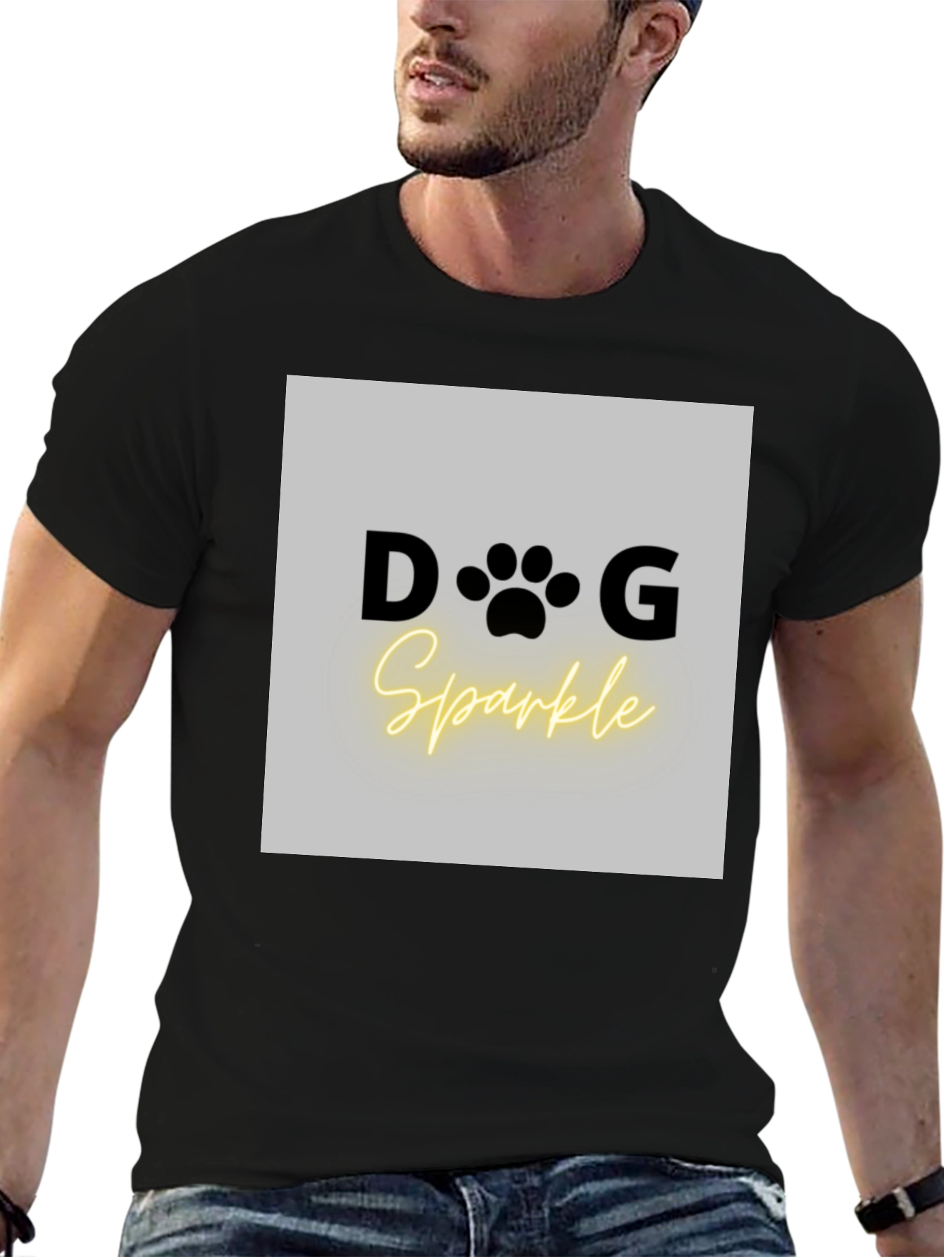 Dog Sparkle Graphic Tee - Unisex Black T-Shirt