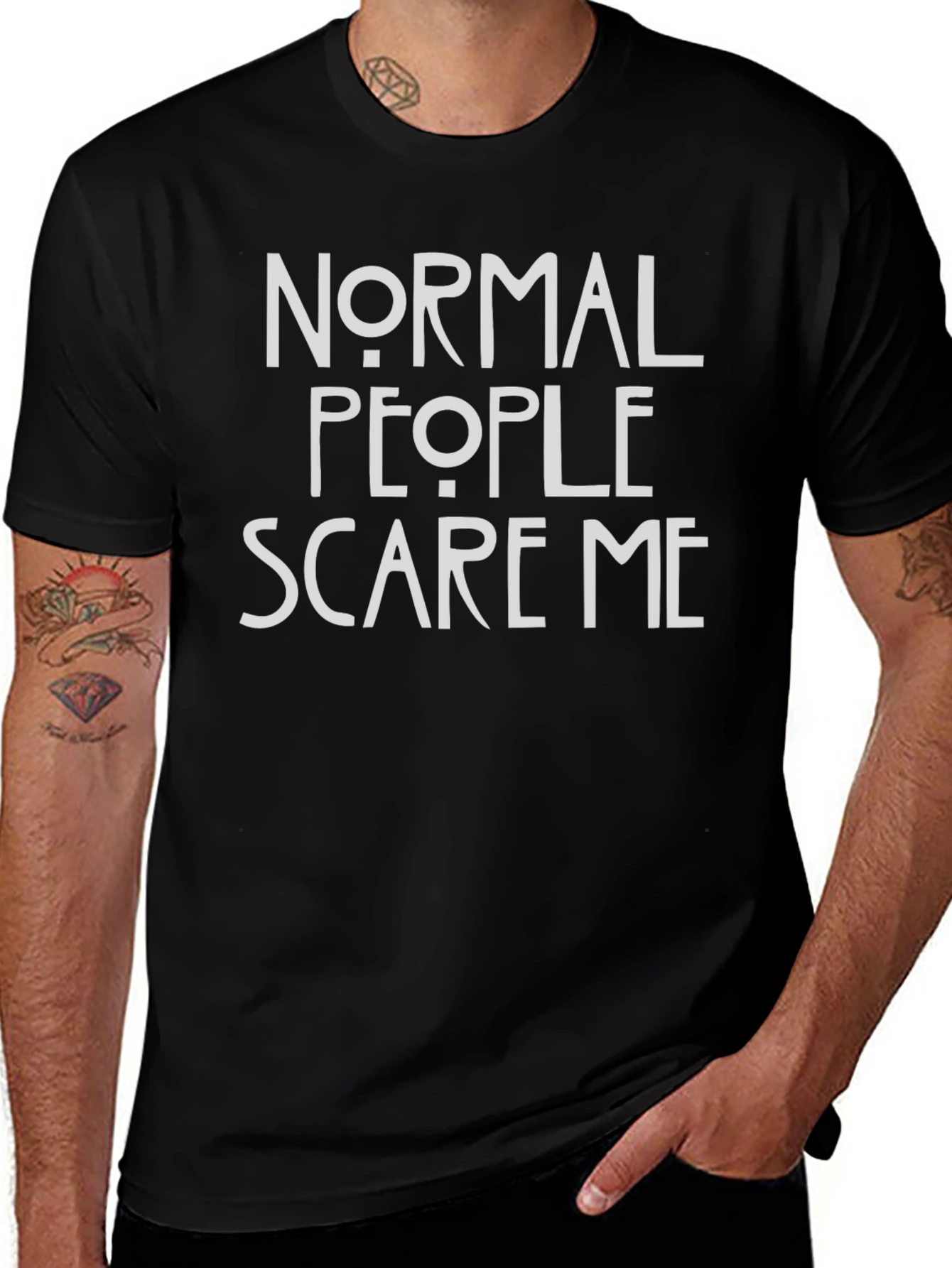 Normal People Scare Me Graphic Tee - Black Cotton T-Shirt