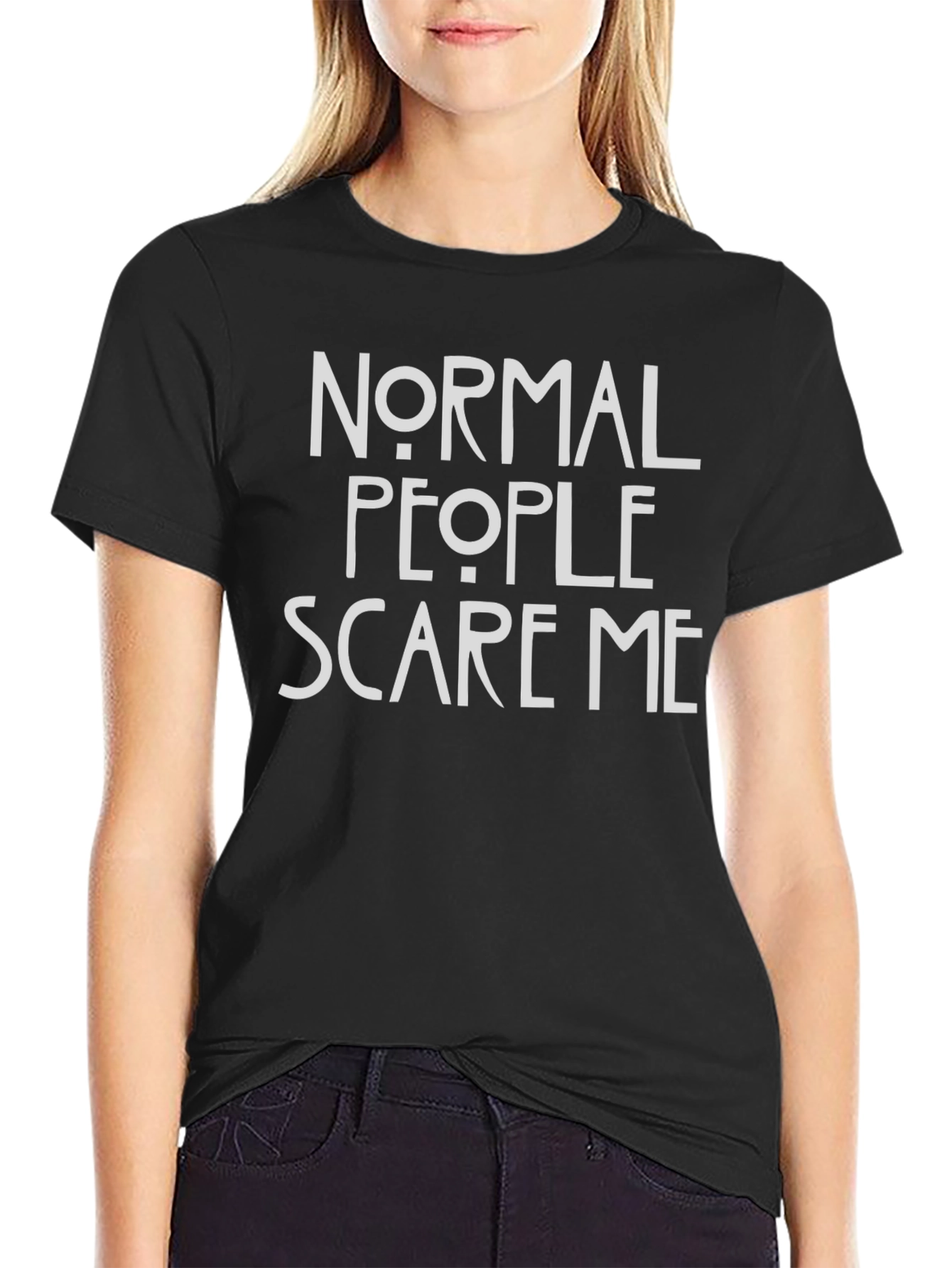 Normal People Scare Me Graphic Tee - Black Cotton T-Shirt