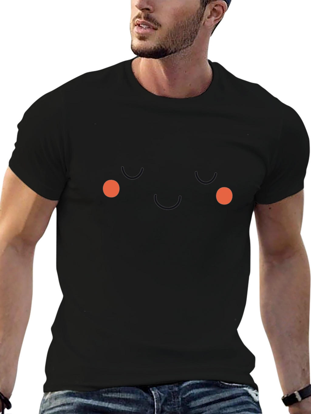 Funny Face Graphic Tee - Black Novelty T-Shirt
