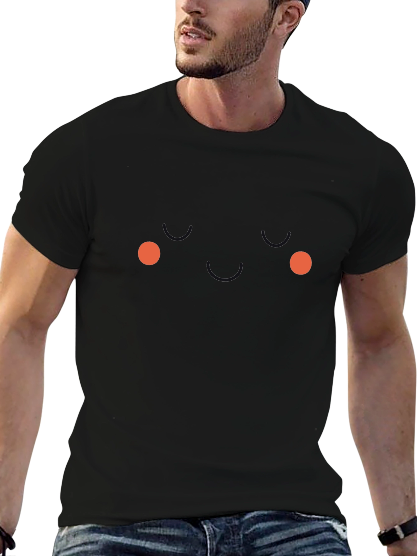 Funny Face Graphic Tee - Black Novelty T-Shirt