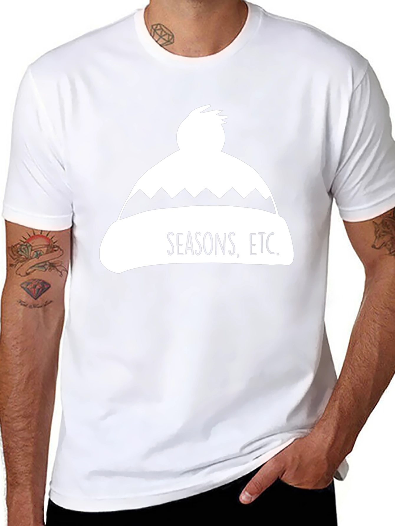 Seasons Etc. Winter Hat Graphic Tee - Black Cotton Blend