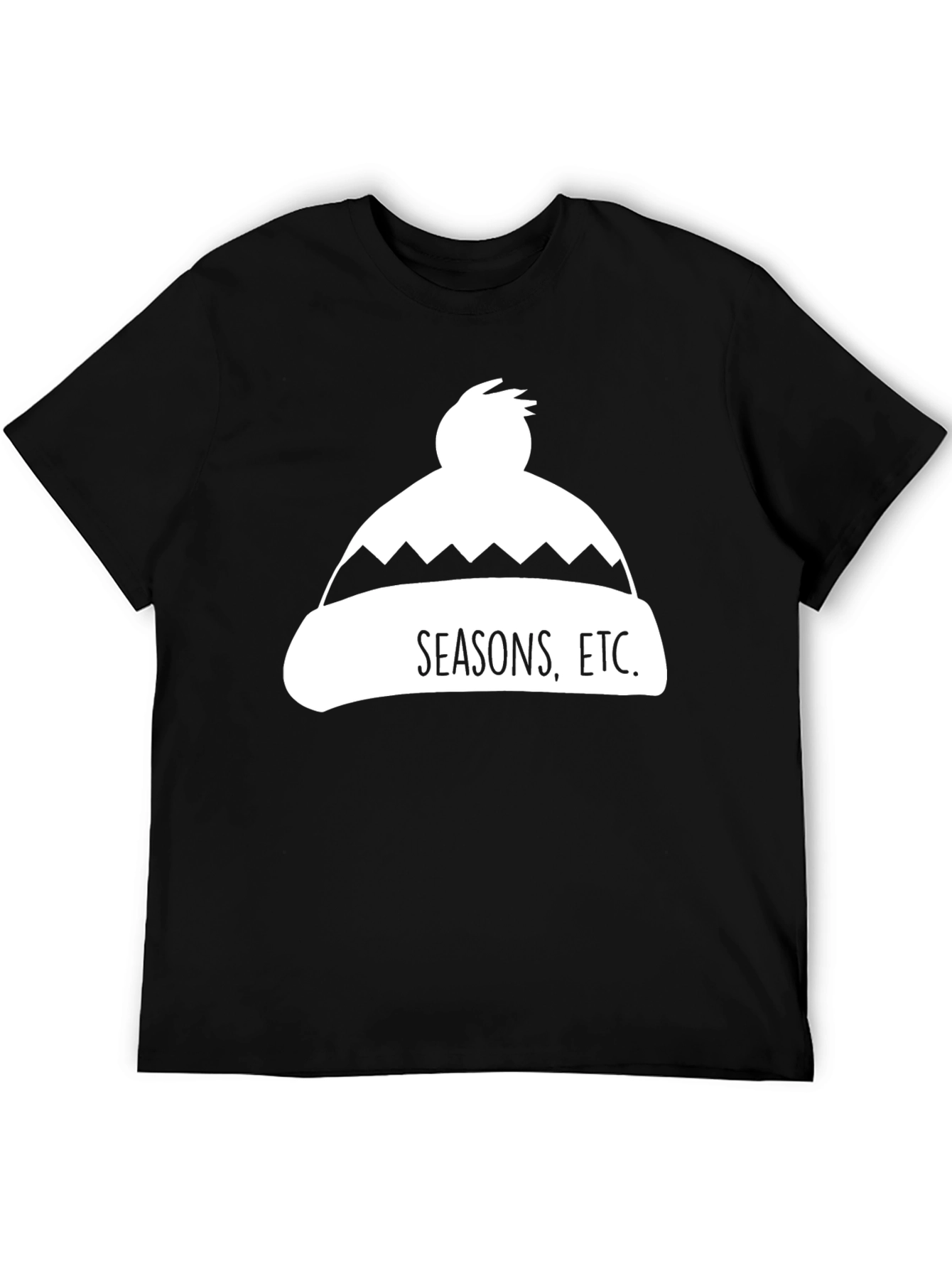 Seasons Etc. Winter Hat Graphic Tee - Black Cotton Blend