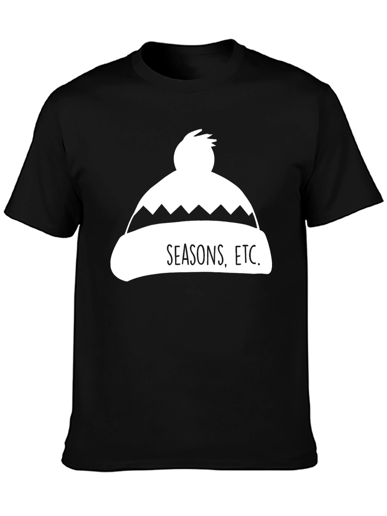 Seasons Etc. Winter Hat Graphic Tee - Black Cotton Blend