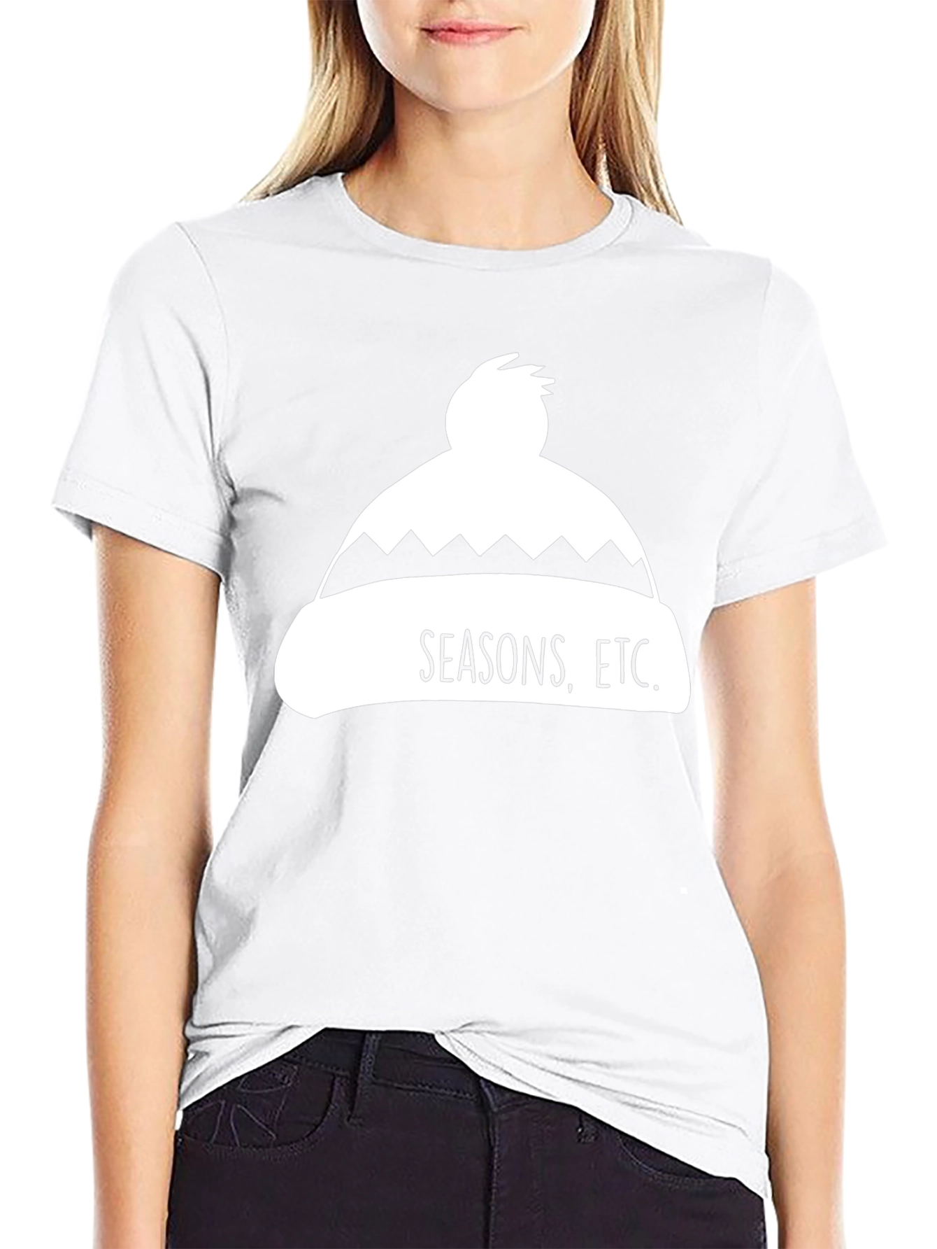 Seasons Etc. Winter Hat Graphic Tee - Black Cotton Blend
