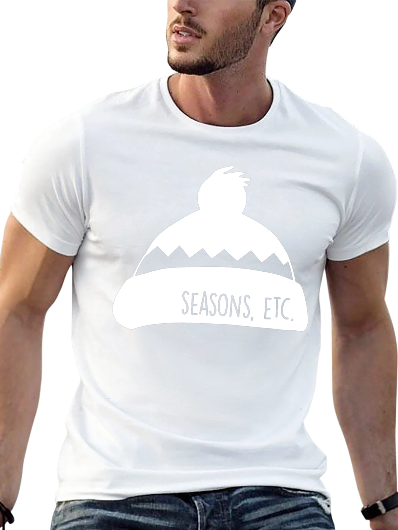 Seasons Etc. Winter Hat Graphic Tee - Black Cotton Blend