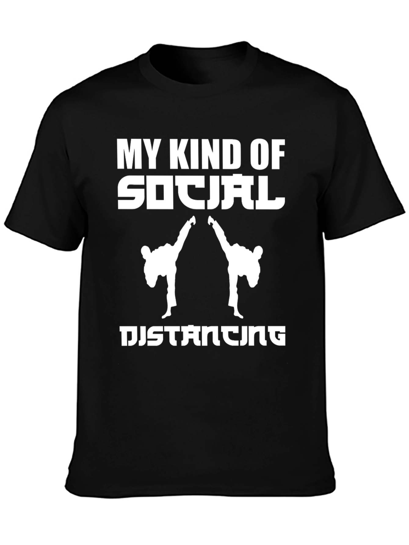 Social Distancing Martial Arts Black T-Shirt