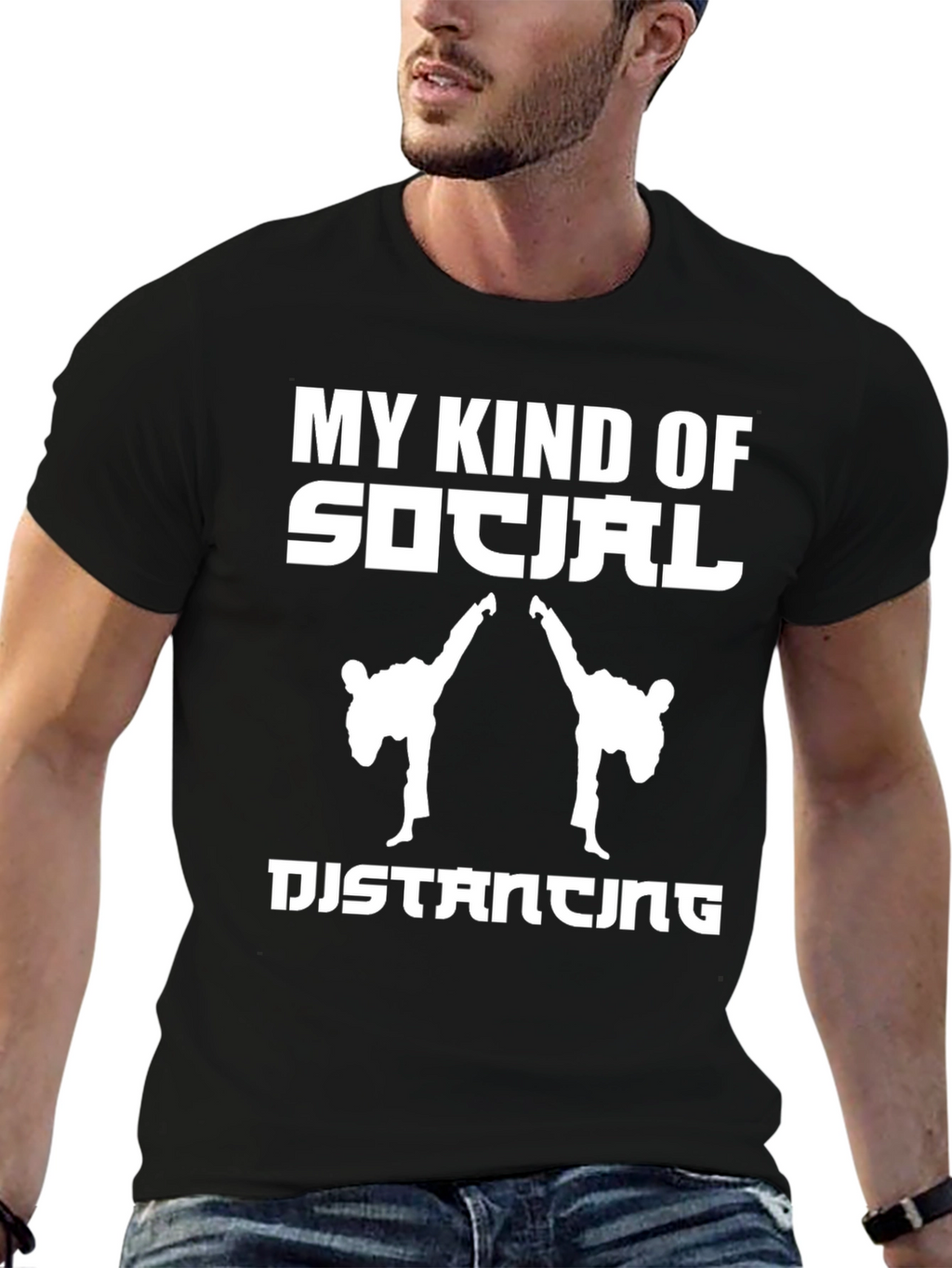 Social Distancing Martial Arts Black T-Shirt