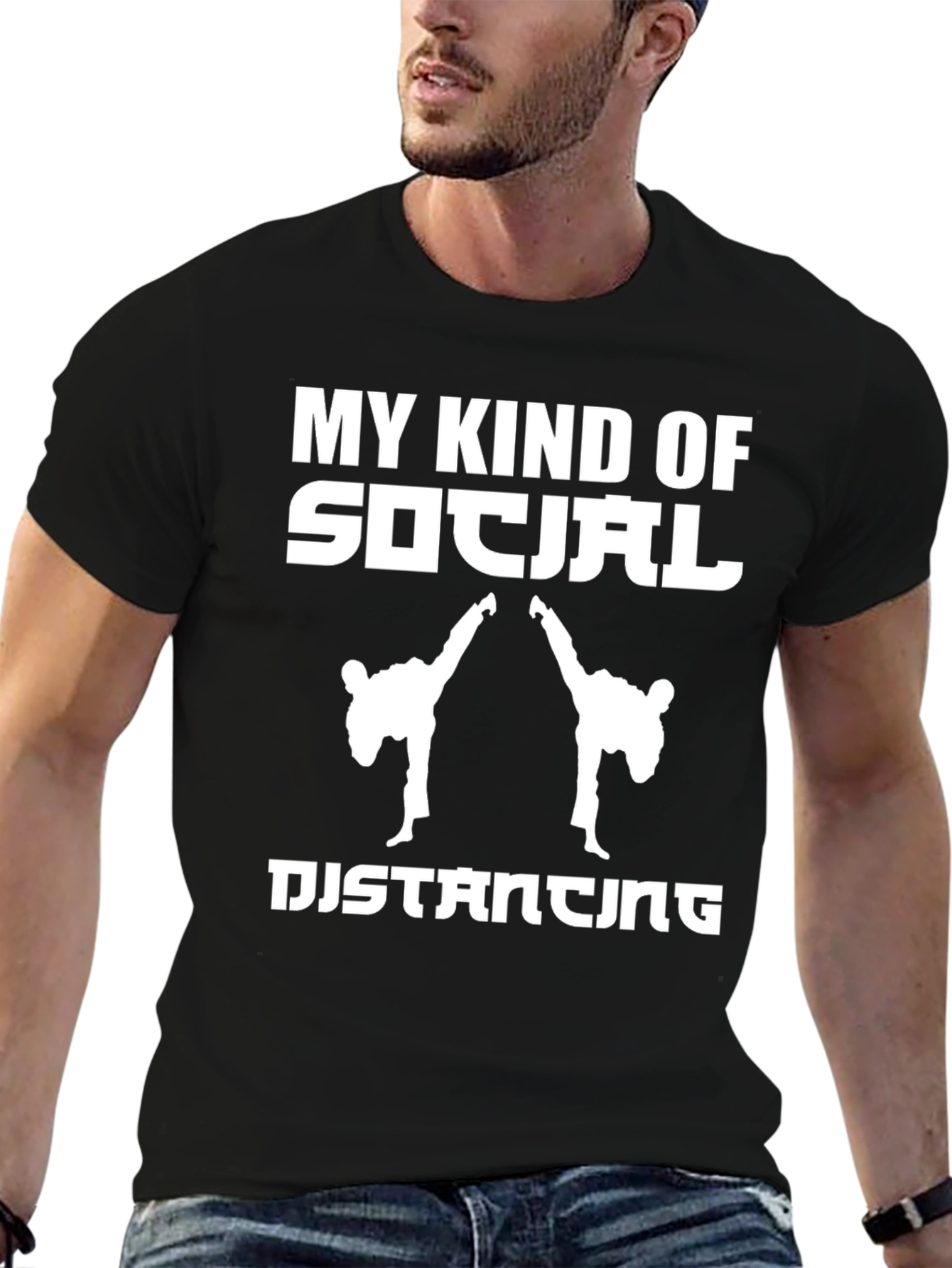 Social Distancing Martial Arts Black T-Shirt
