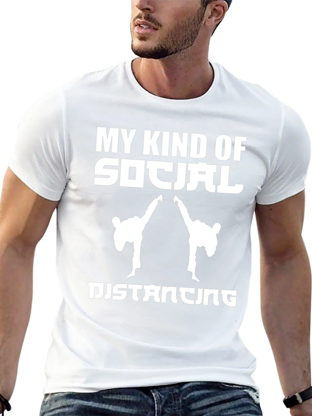 Social Distancing Martial Arts Black T-Shirt