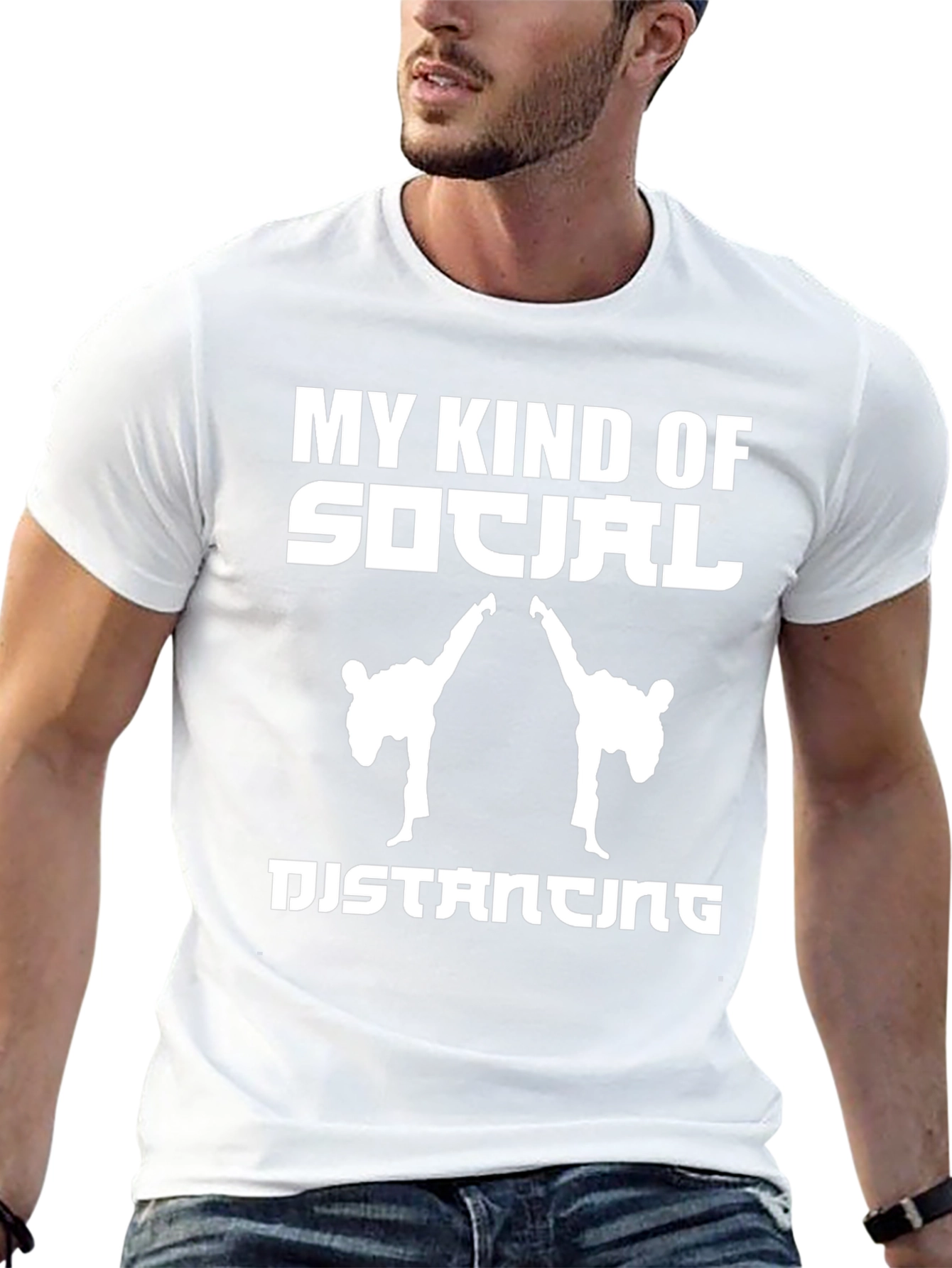 Social Distancing Martial Arts Black T-Shirt