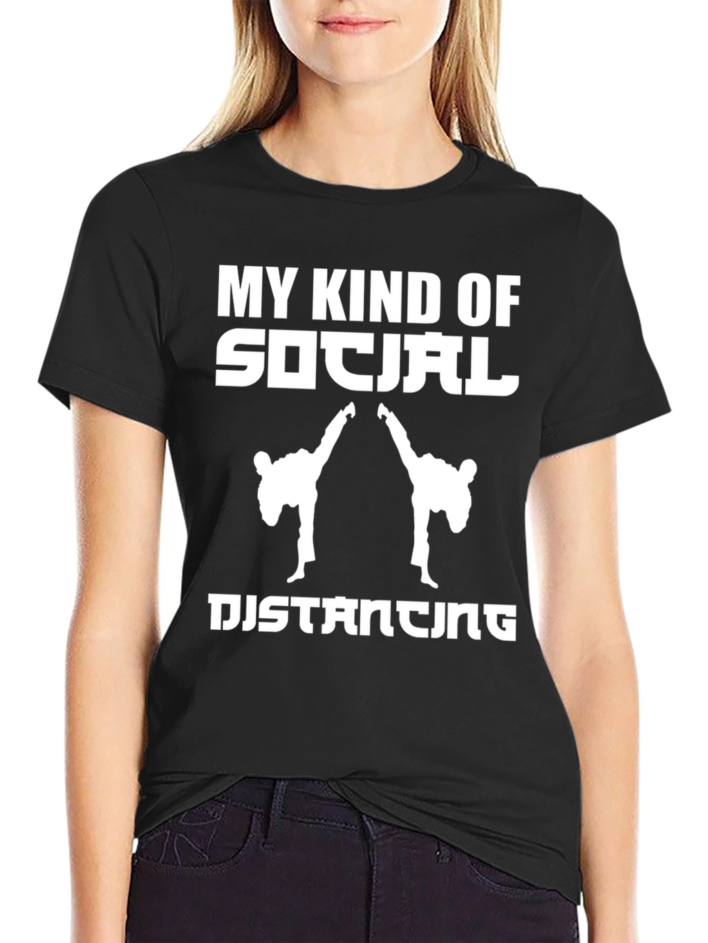Social Distancing Martial Arts Black T-Shirt