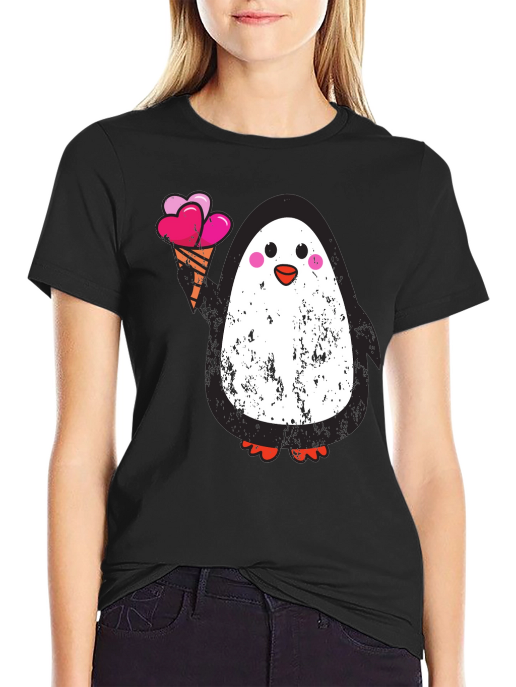 Penguin Ice Cream Graphic Tee - Black