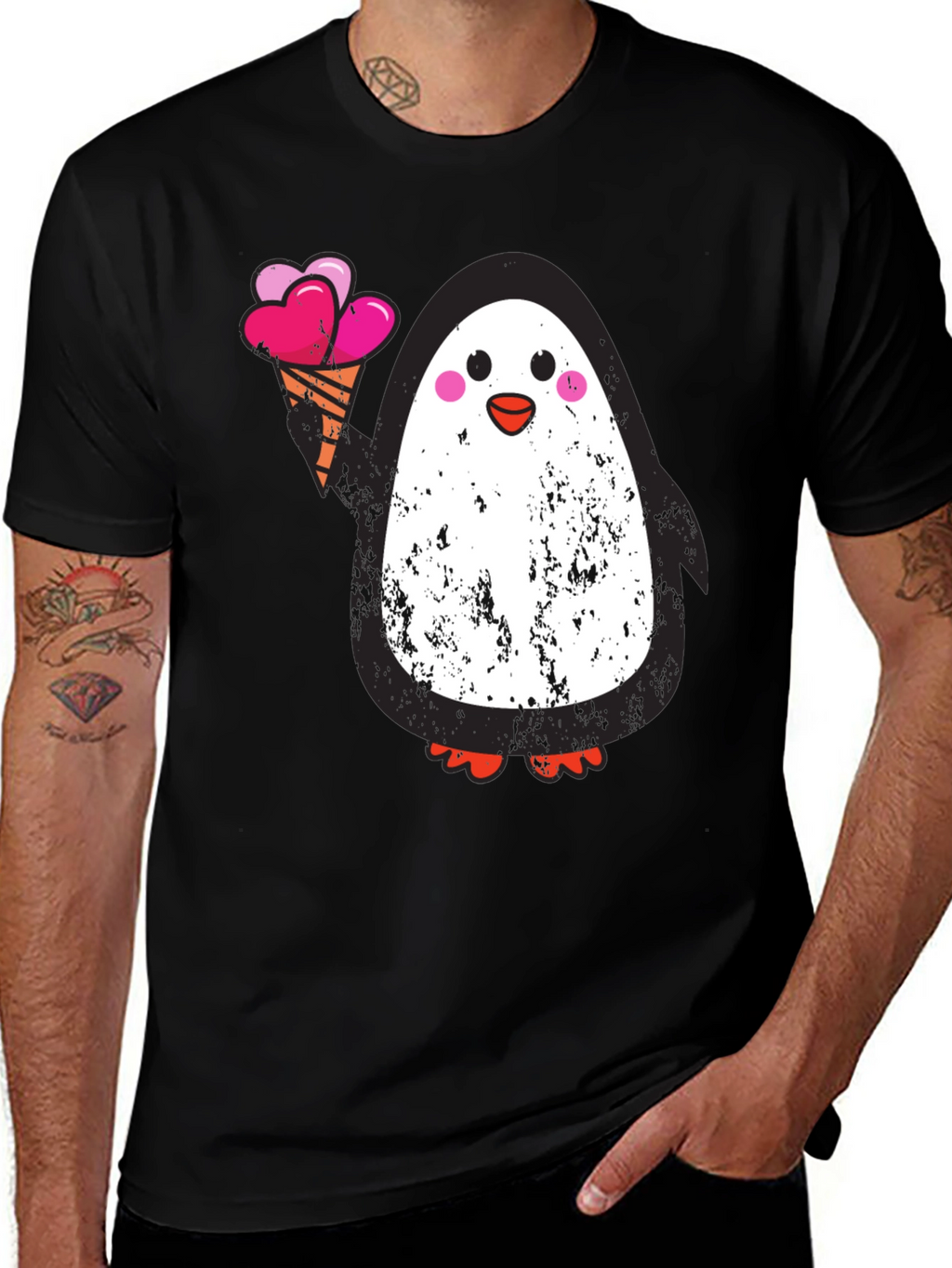 Penguin Ice Cream Graphic Tee - Black
