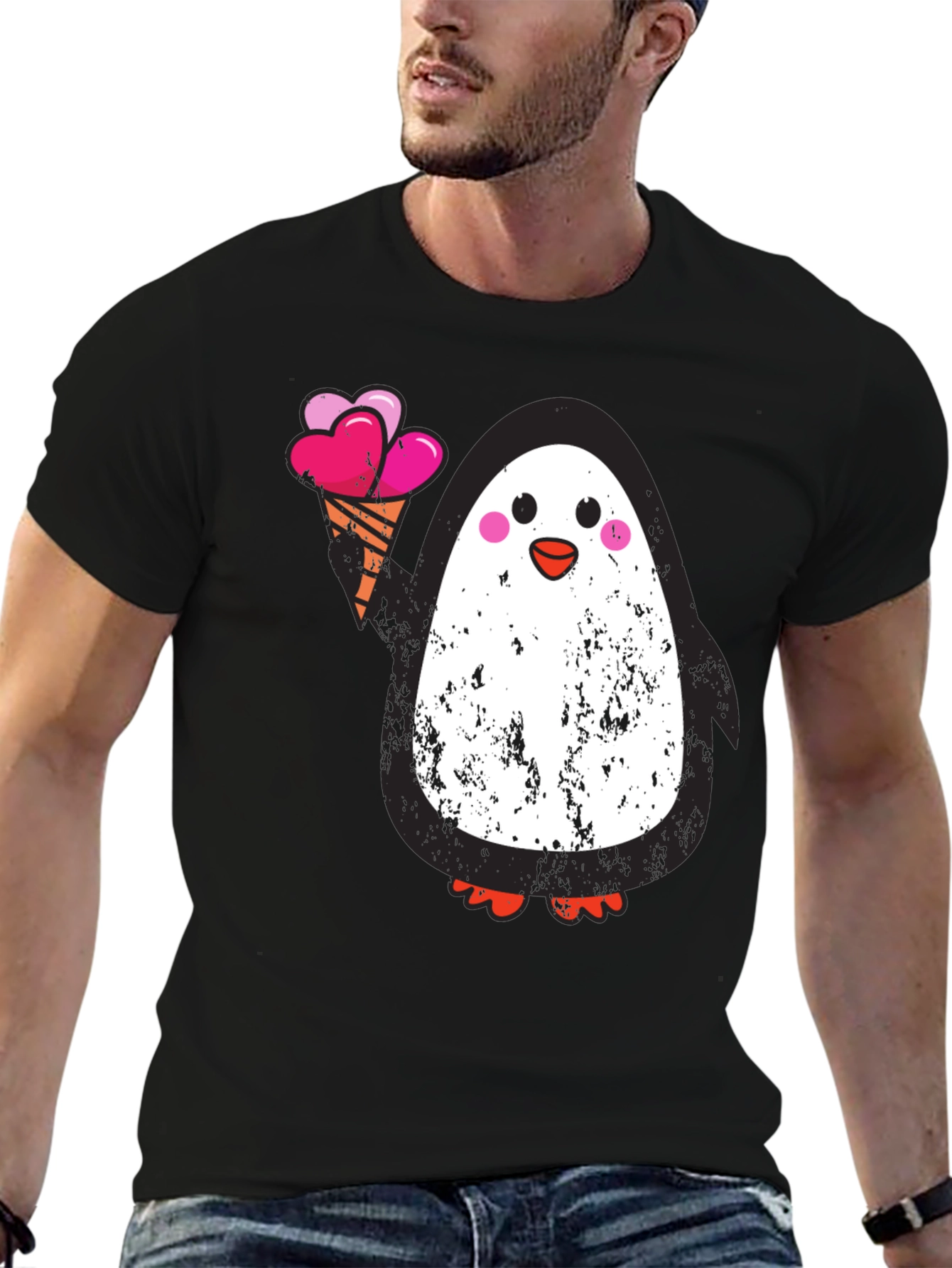Penguin Ice Cream Graphic Tee - Black