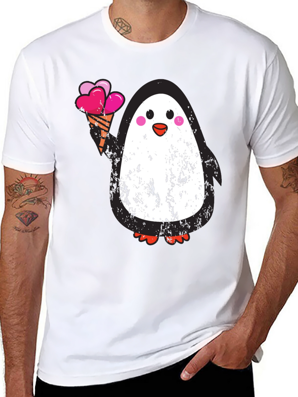 Penguin Ice Cream Graphic Tee - Black