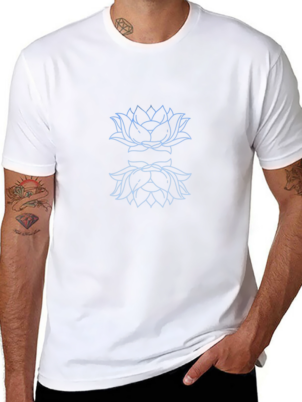 Lotus Outline Graphic Black T-Shirt