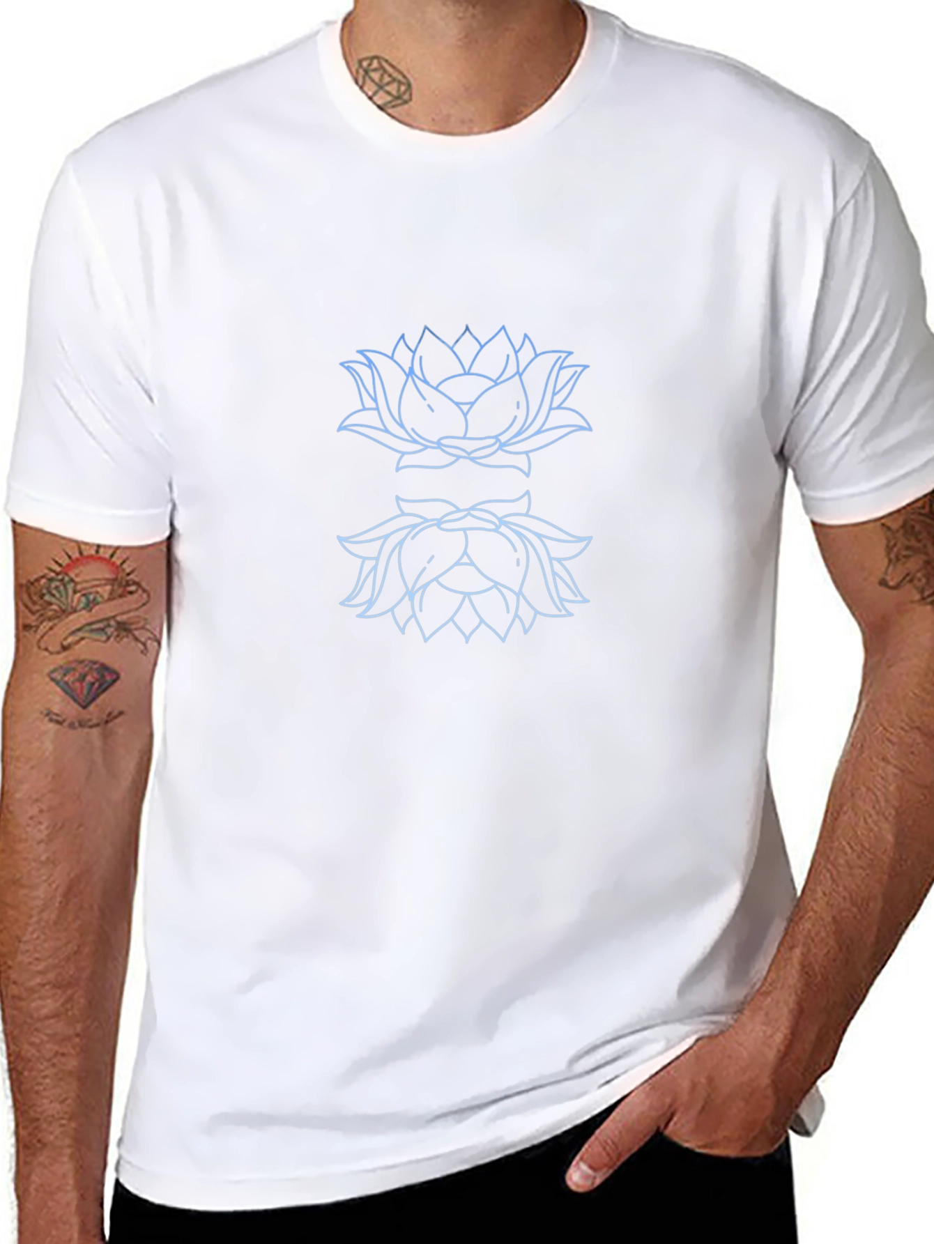 Lotus Outline Graphic Black T-Shirt