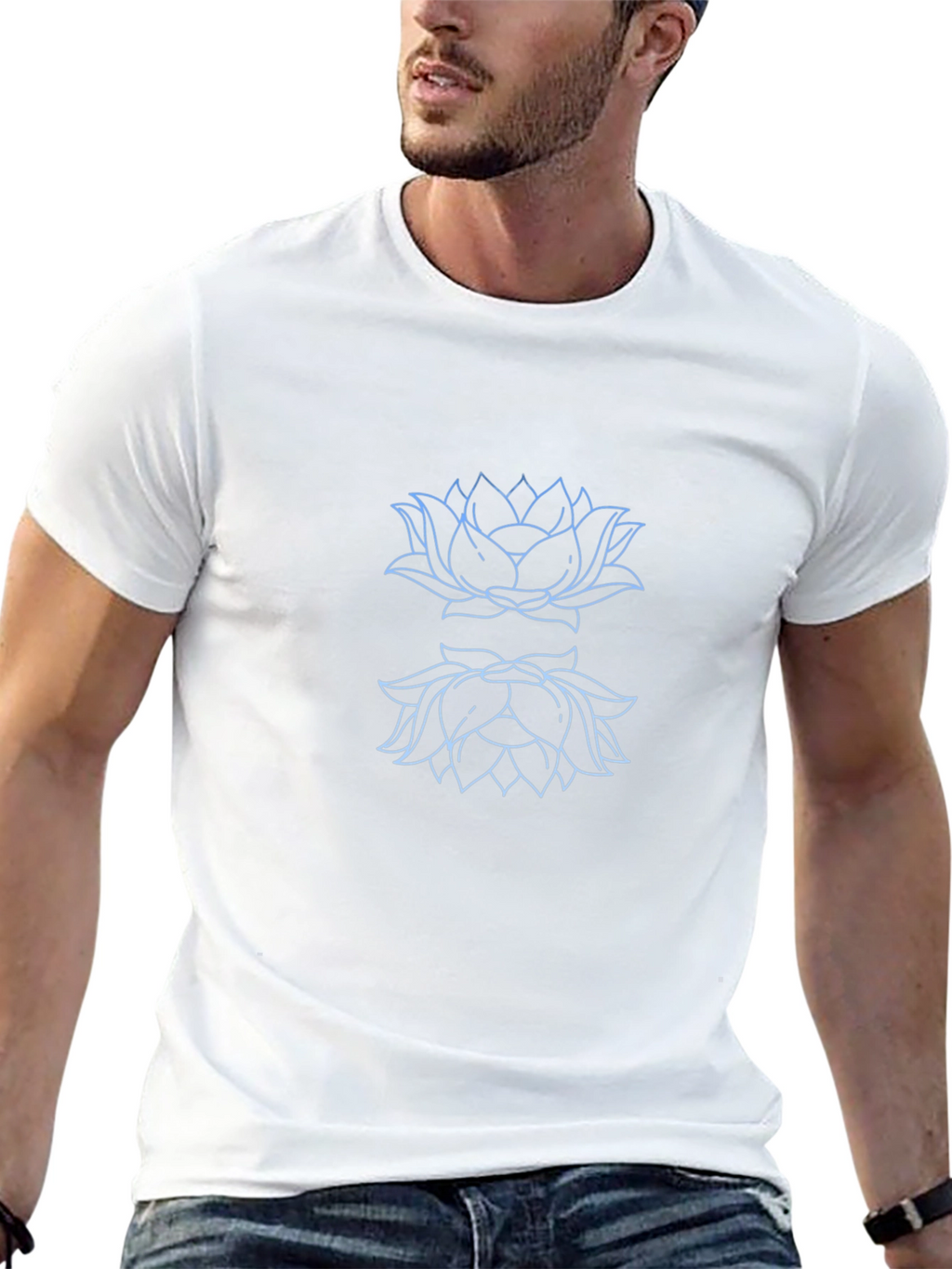 Lotus Outline Graphic Black T-Shirt