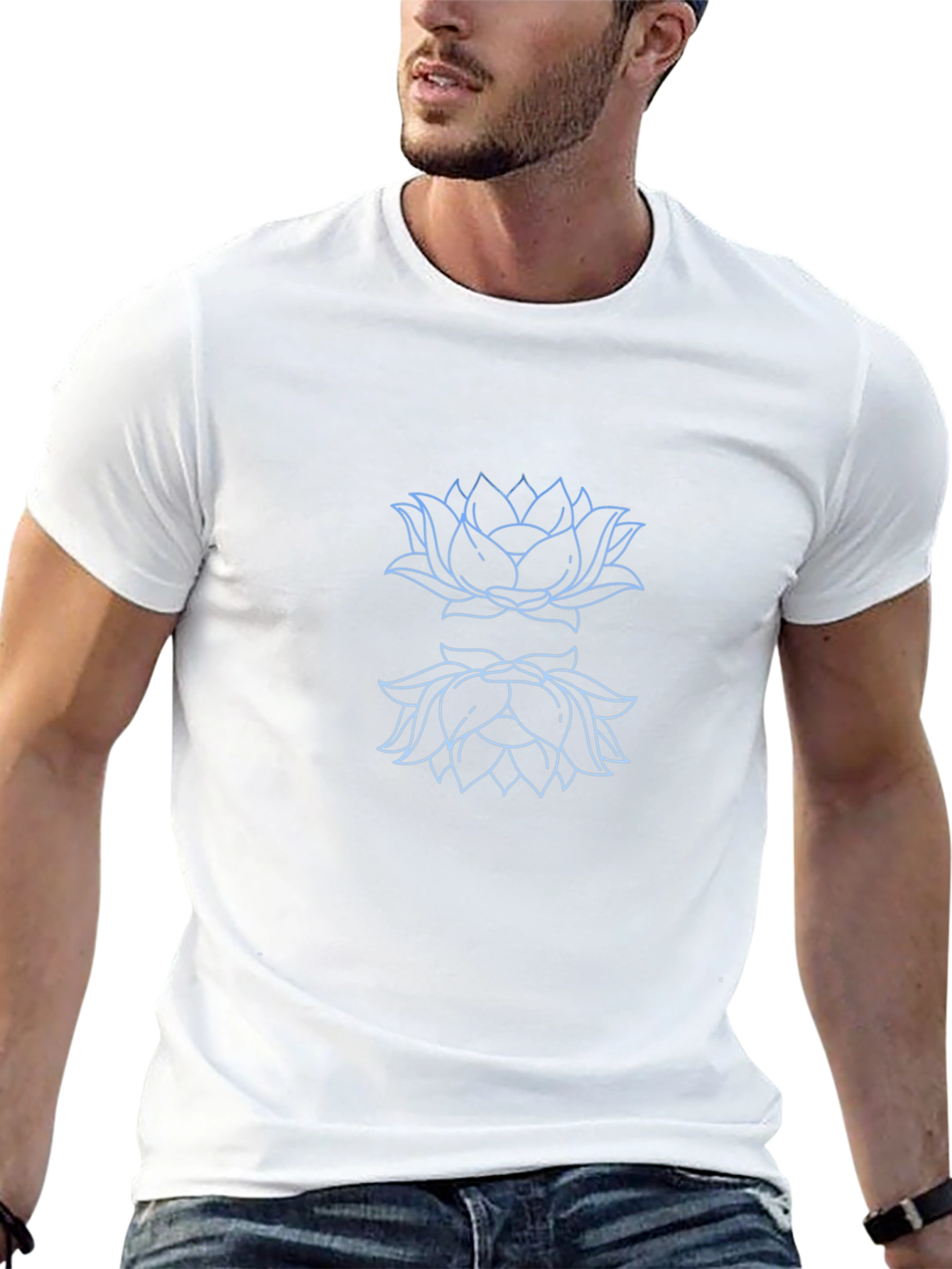 Lotus Outline Graphic Black T-Shirt