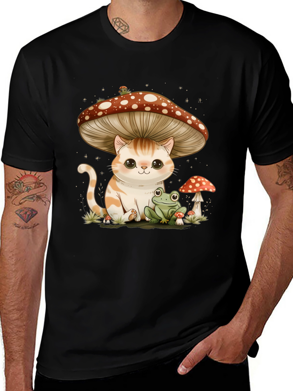 Cat Under Mushroom T-Shirt