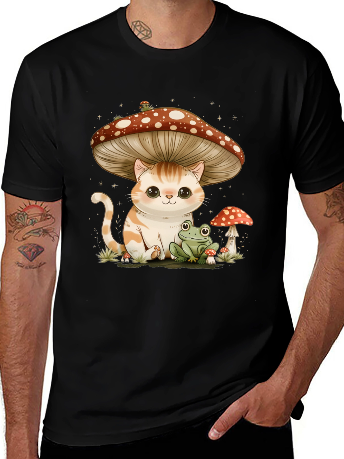 Cat Under Mushroom T-Shirt