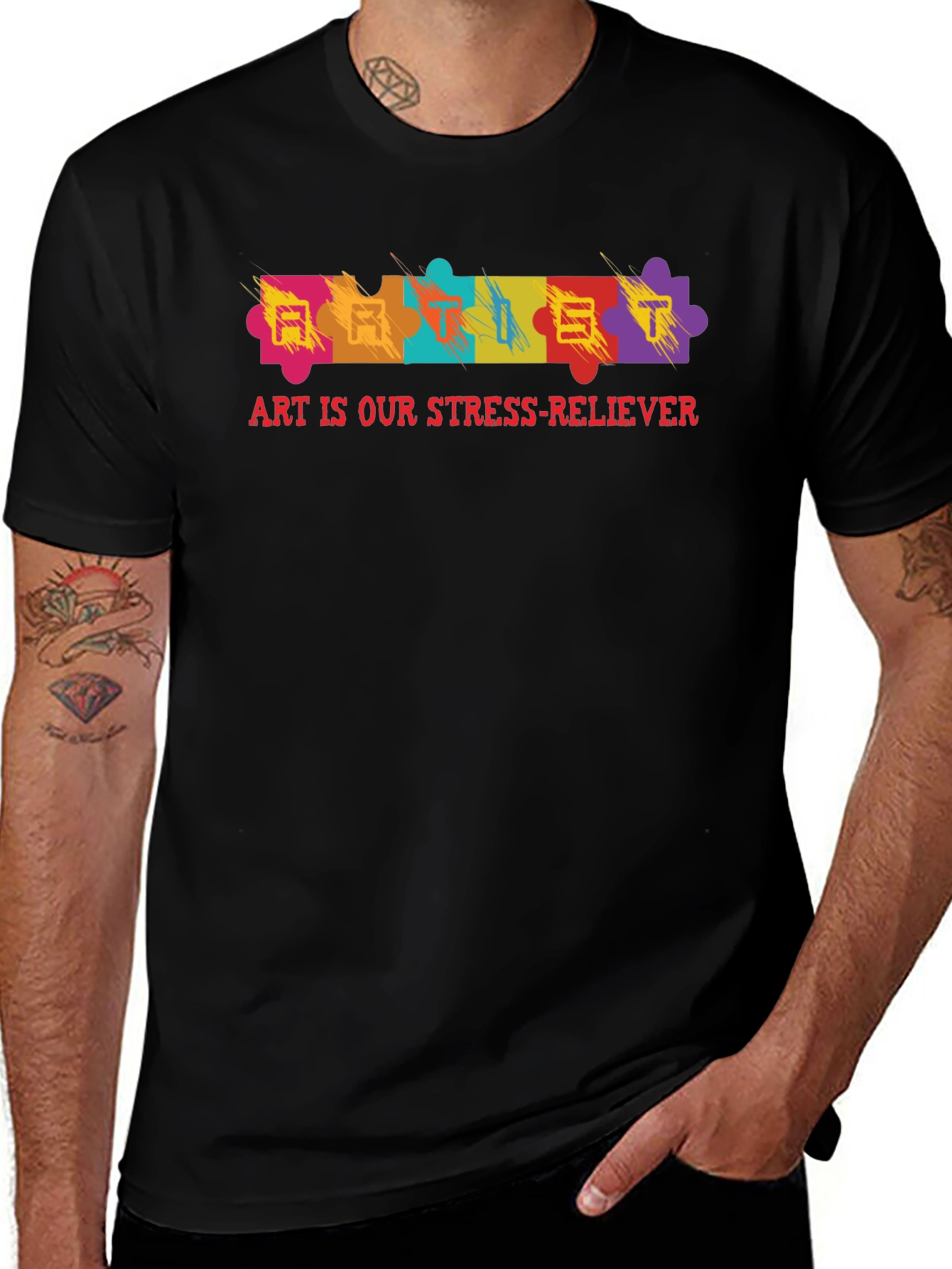 Art Is Our Stress-Reliever Puzzle Piece T-Shirt