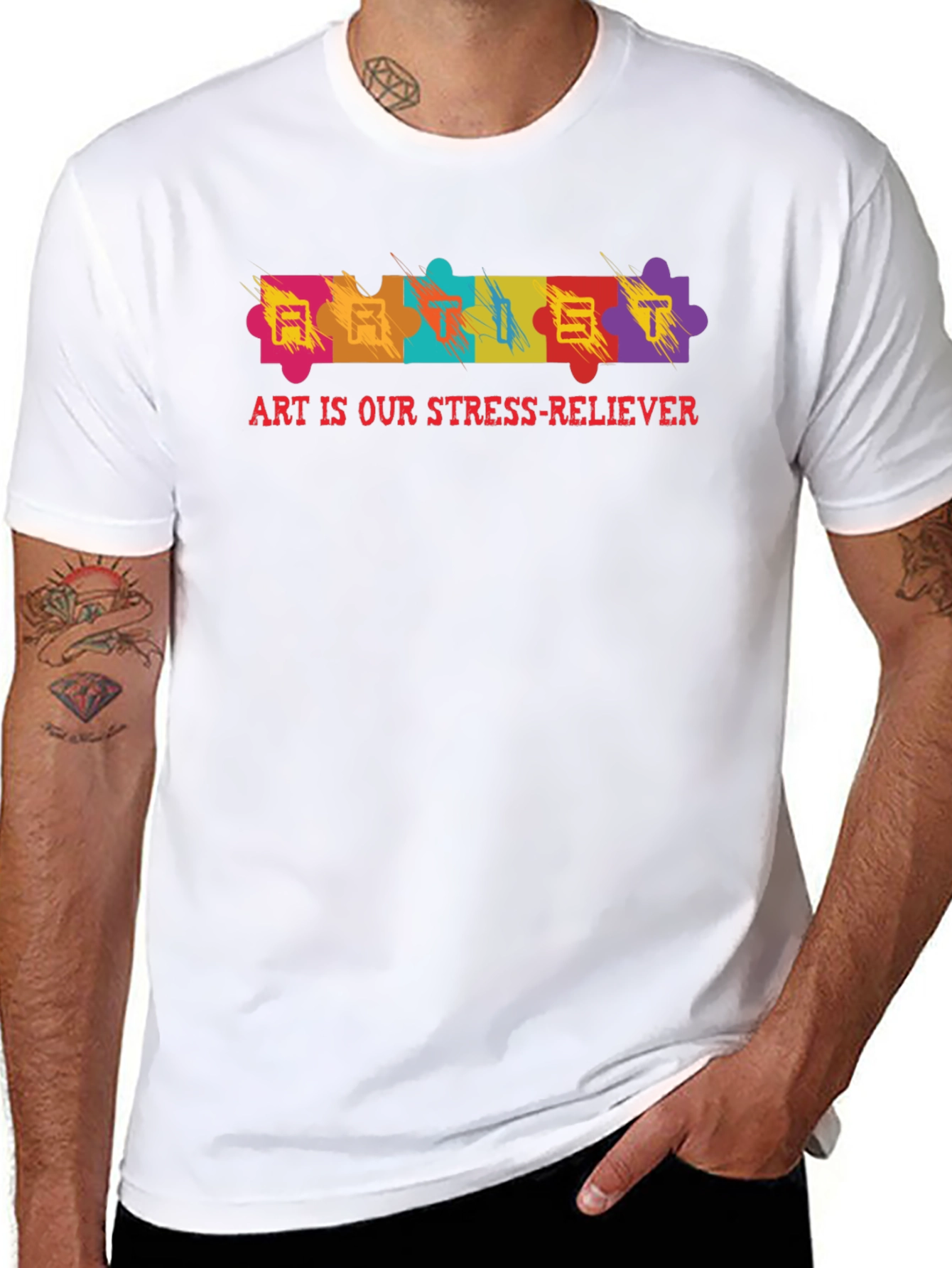 Art Is Our Stress-Reliever Puzzle Piece T-Shirt