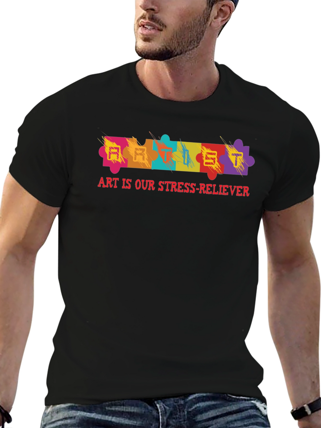 Art Is Our Stress-Reliever Puzzle Piece T-Shirt