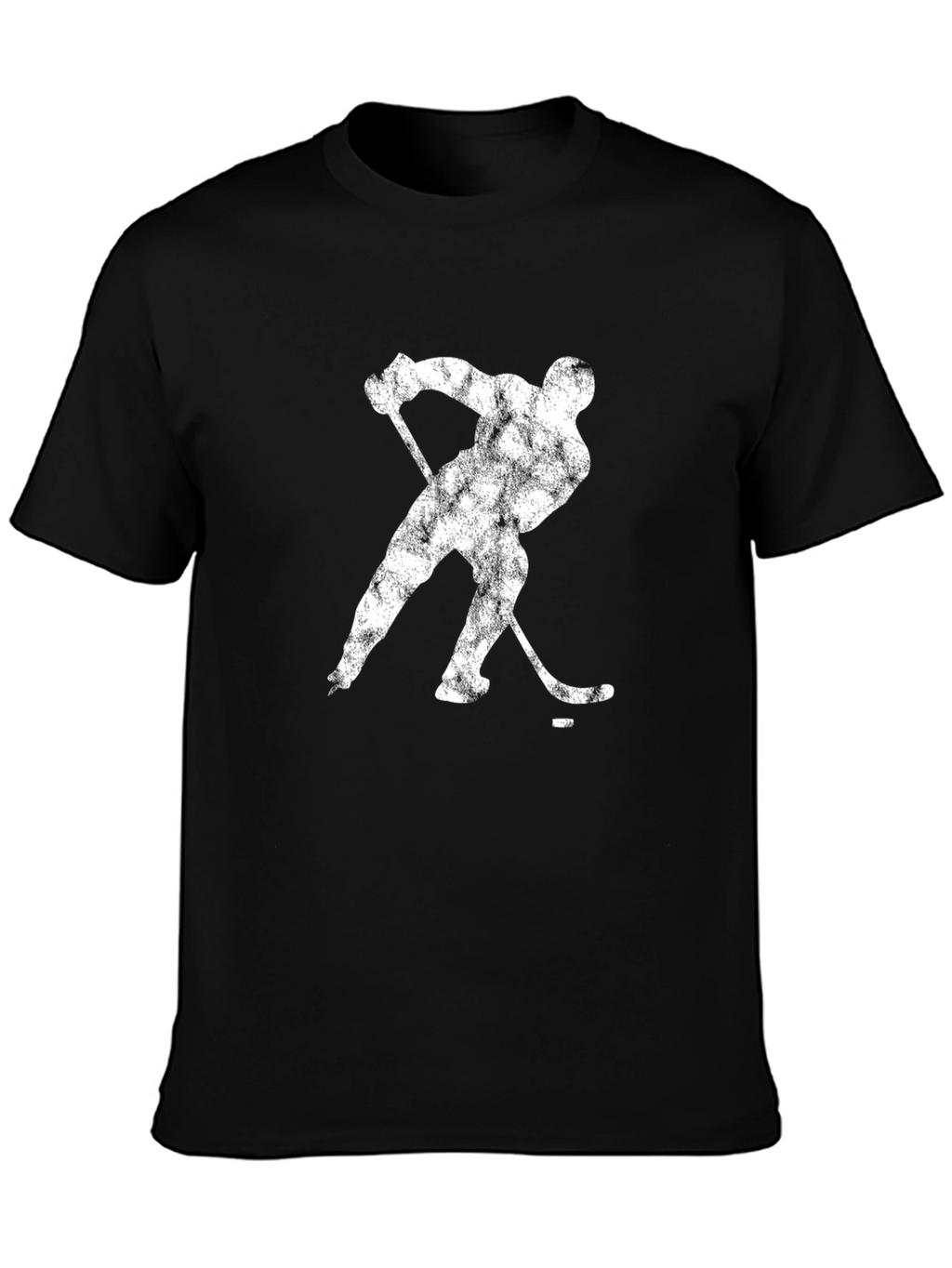 Hockey Player Graphic Tee - Black Cotton Casual T-Shirt