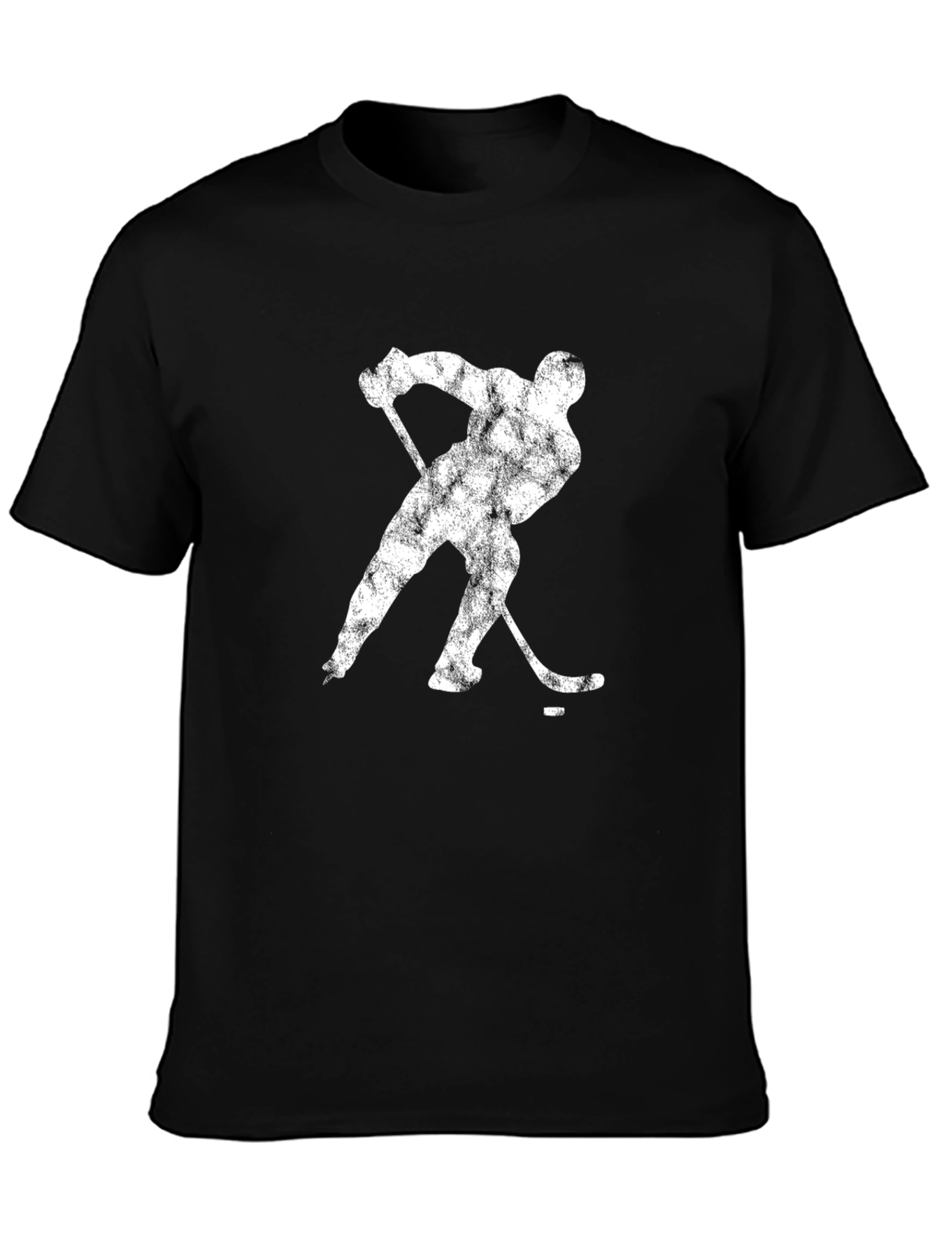 Hockey Player Graphic Tee - Black Cotton Casual T-Shirt