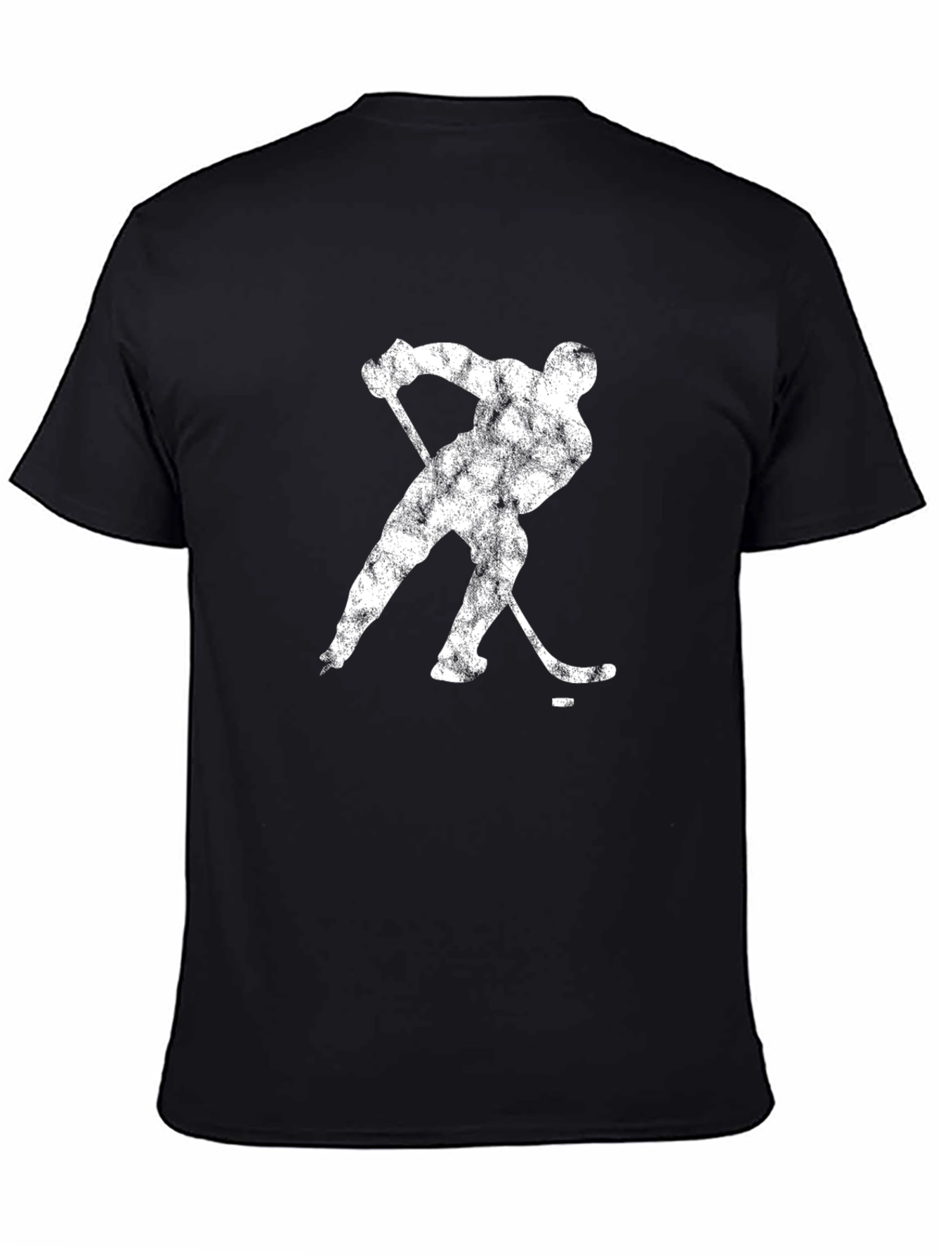 Hockey Player Graphic Tee - Black Cotton Casual T-Shirt