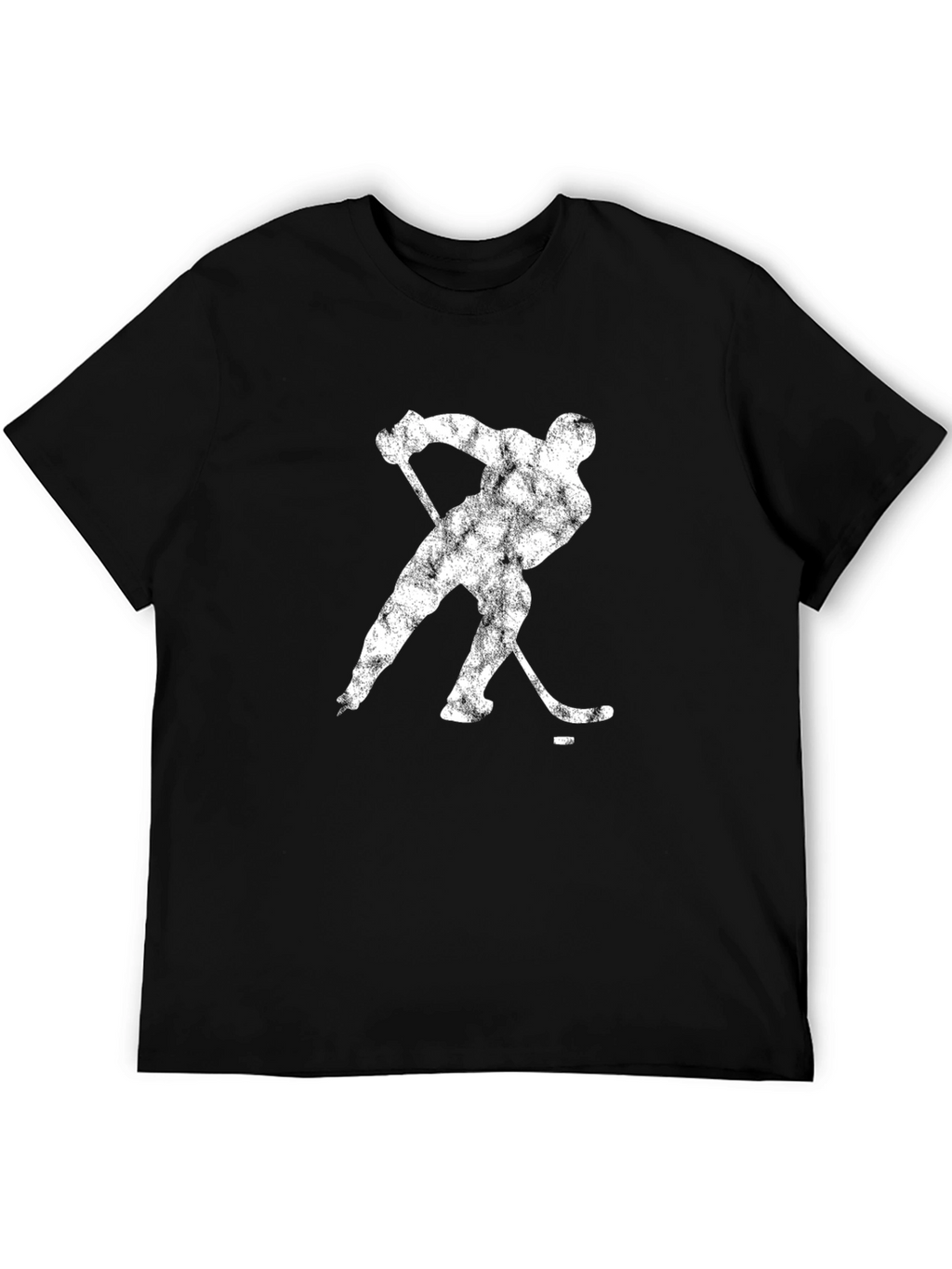 Hockey Player Graphic Tee - Black Cotton Casual T-Shirt