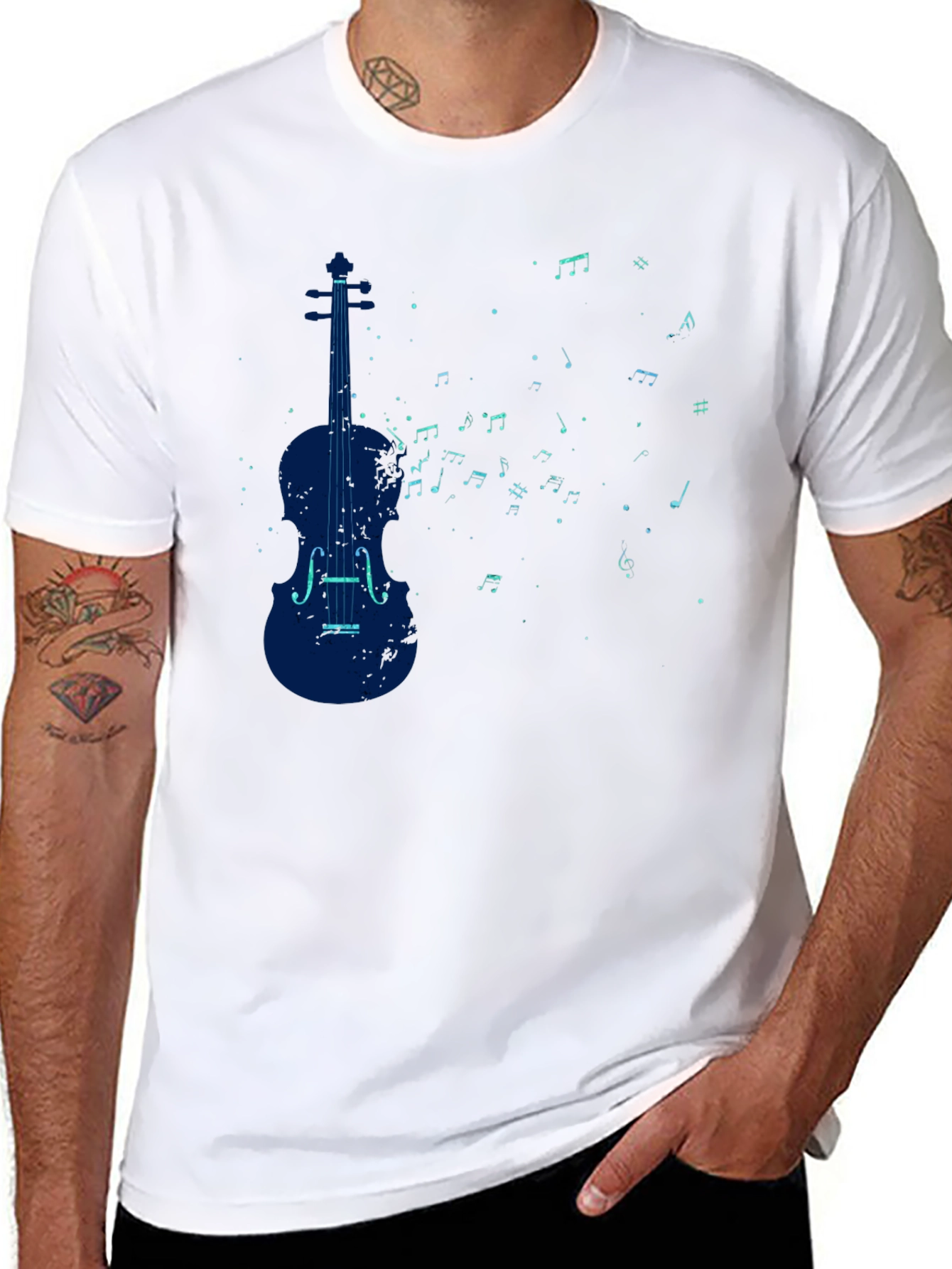 Violin Music Notes Graphic T-Shirt