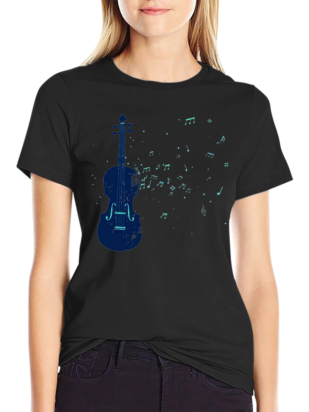 Violin Music Notes Graphic T-Shirt