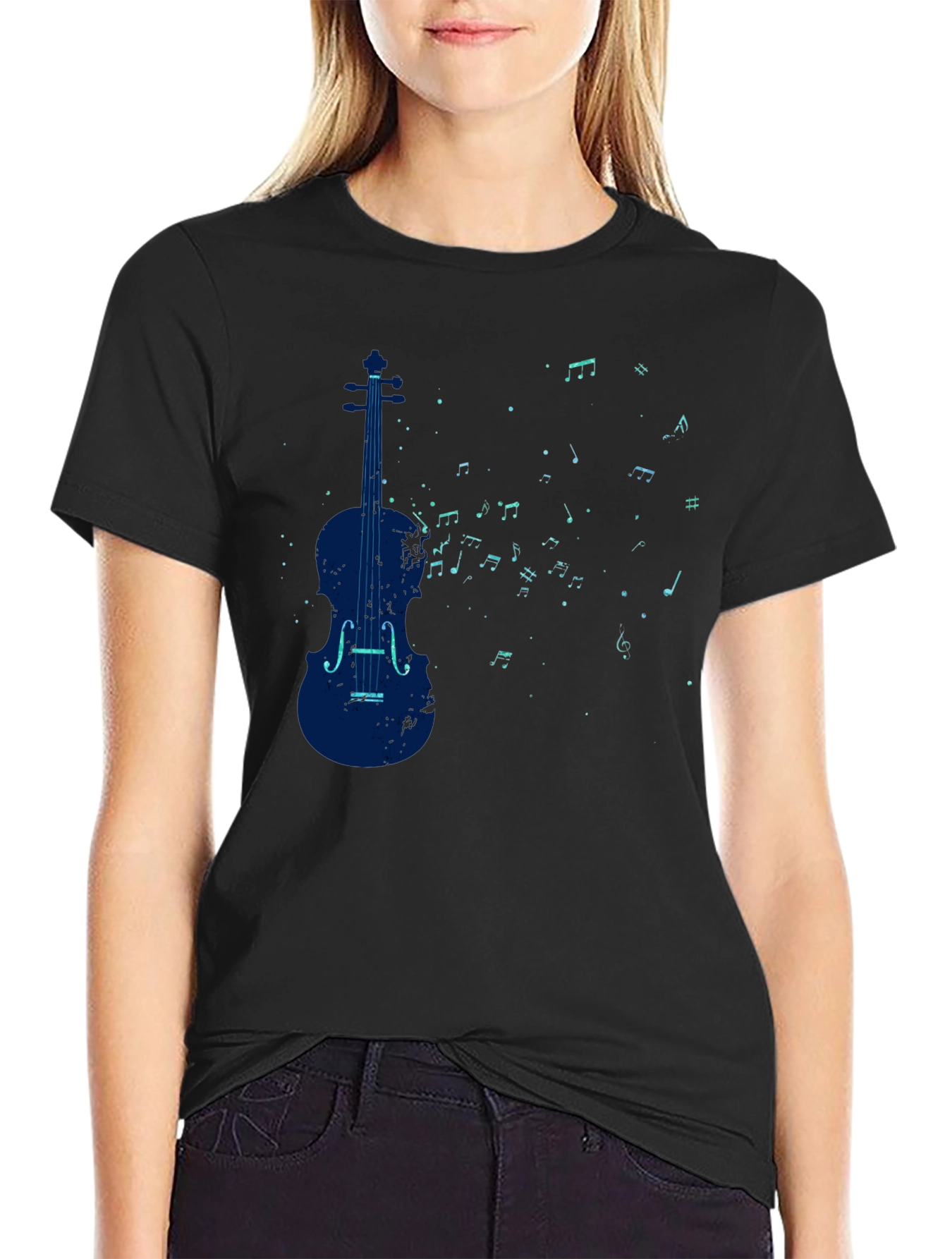Violin Music Notes Graphic T-Shirt