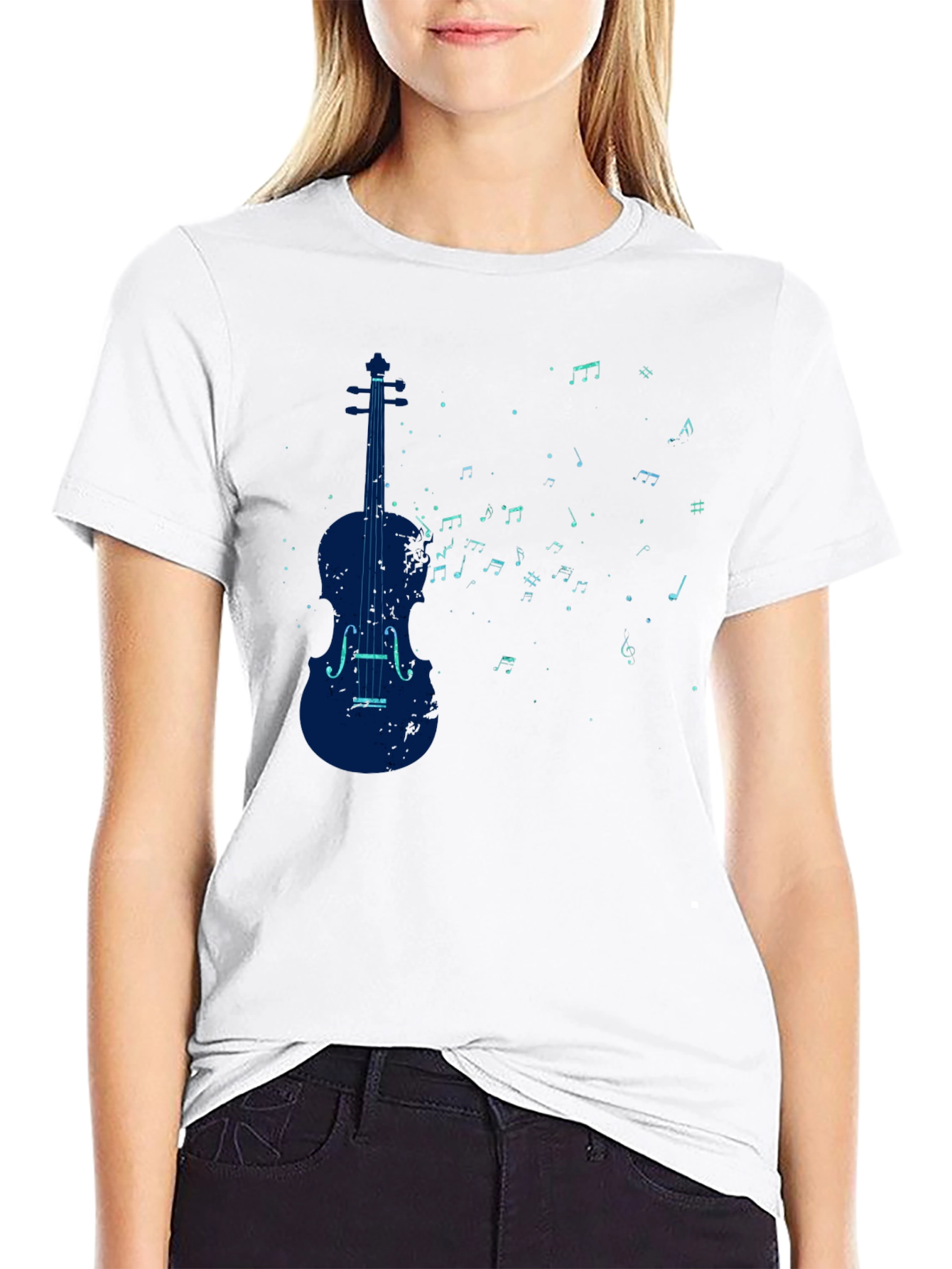 Violin Music Notes Graphic T-Shirt