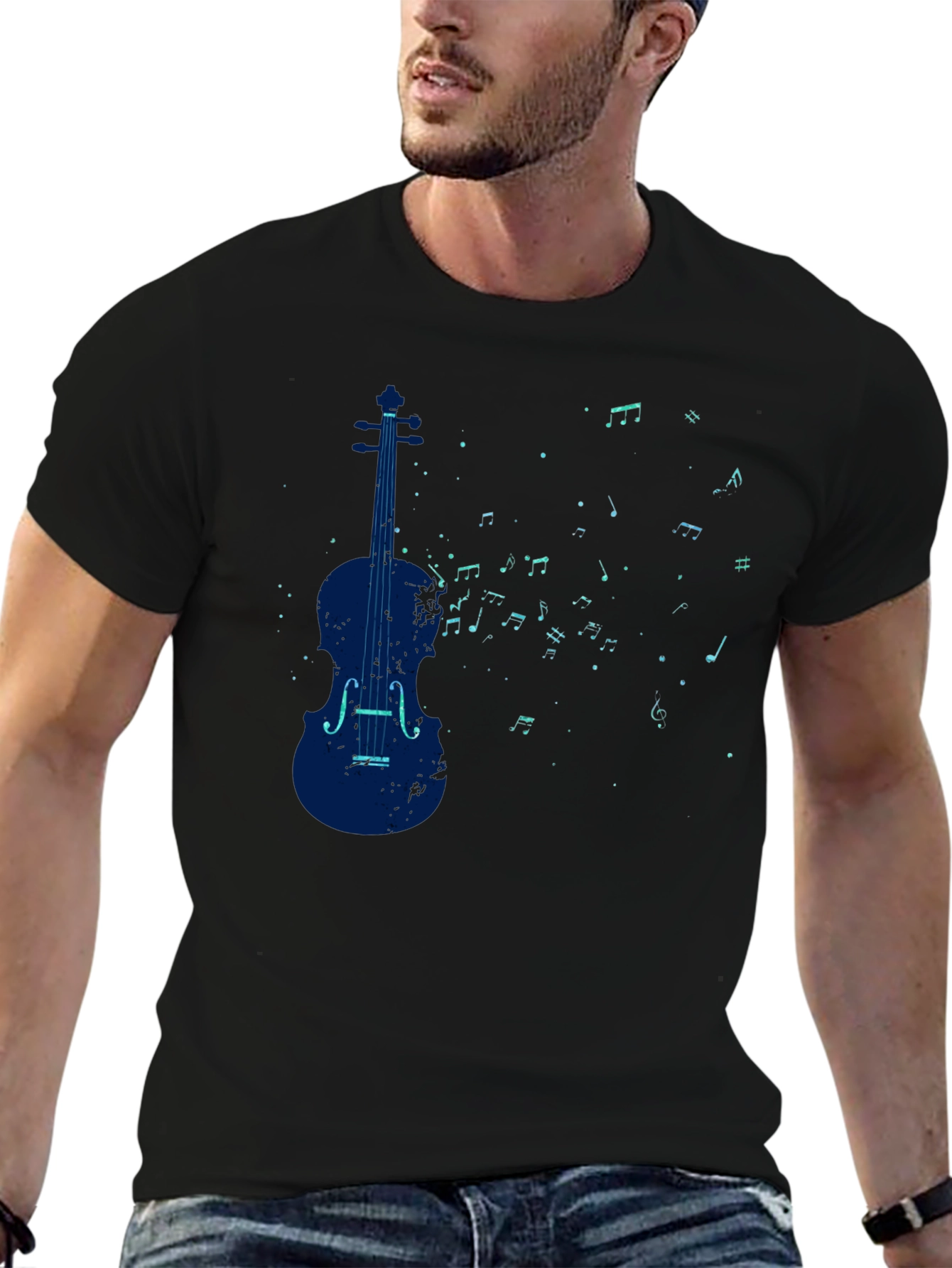 Violin Music Notes Graphic T-Shirt