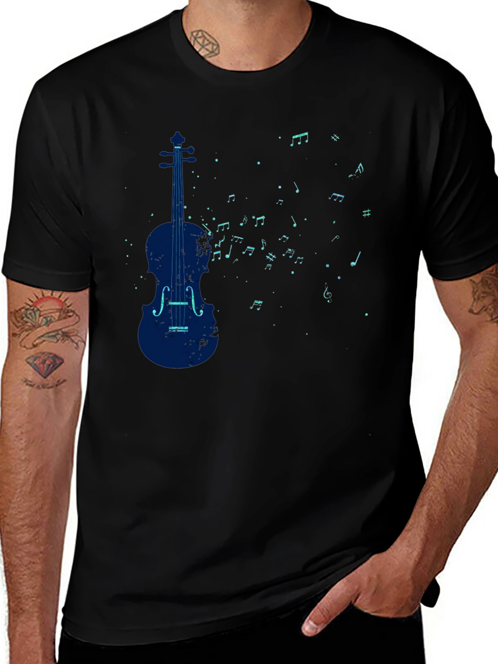 Violin Music Notes Graphic T-Shirt