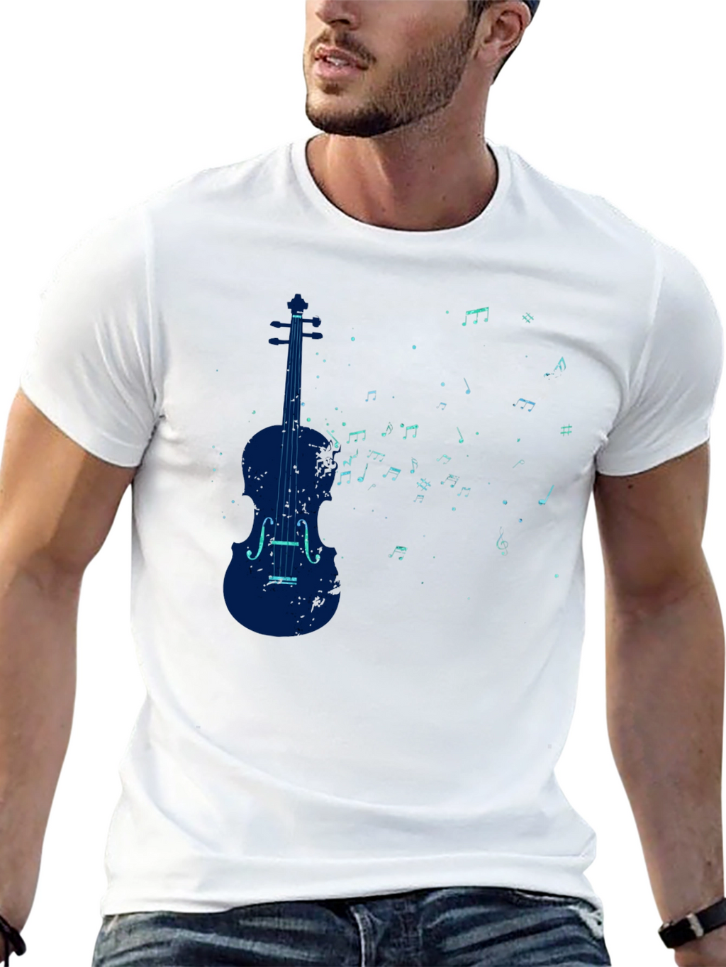 Violin Music Notes Graphic T-Shirt