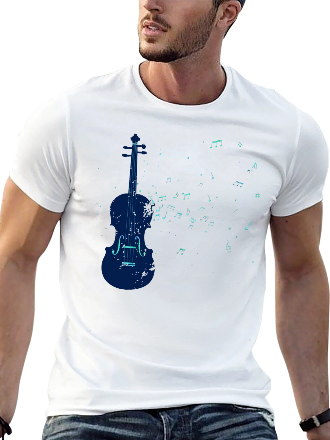 Violin Music Notes Graphic T-Shirt