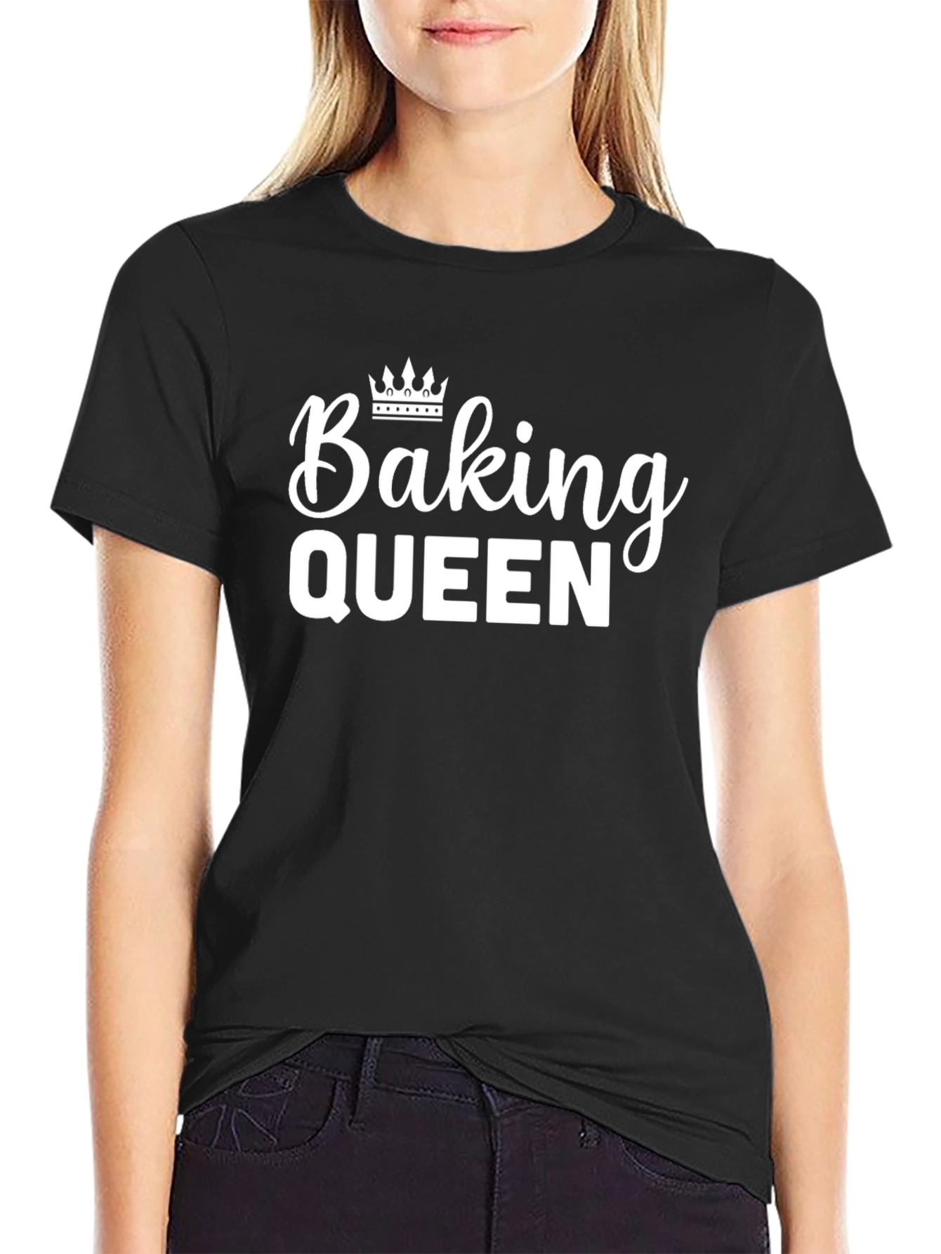 Baking Queen Black T-Shirt with Crown