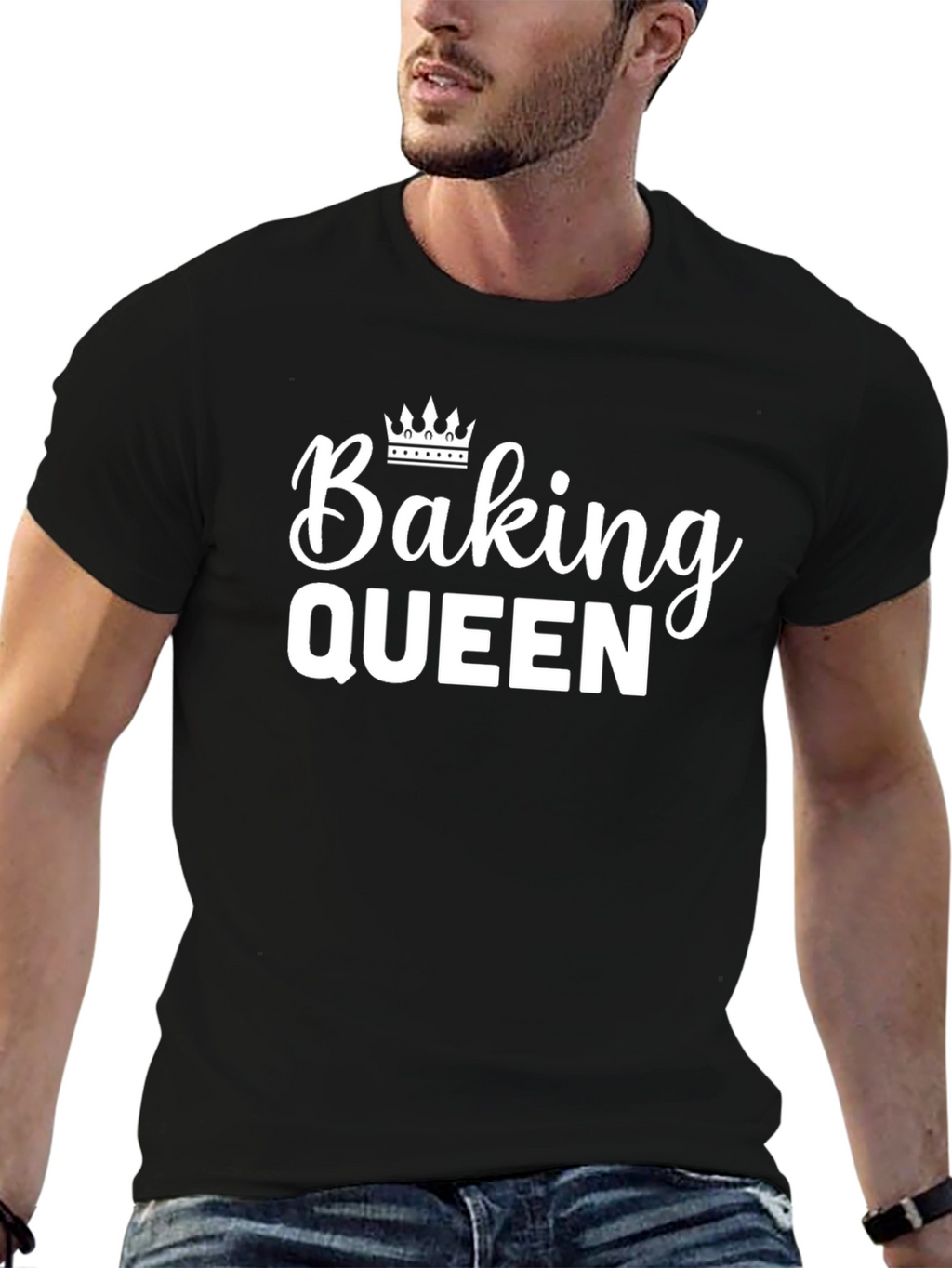 Baking Queen Black T-Shirt with Crown