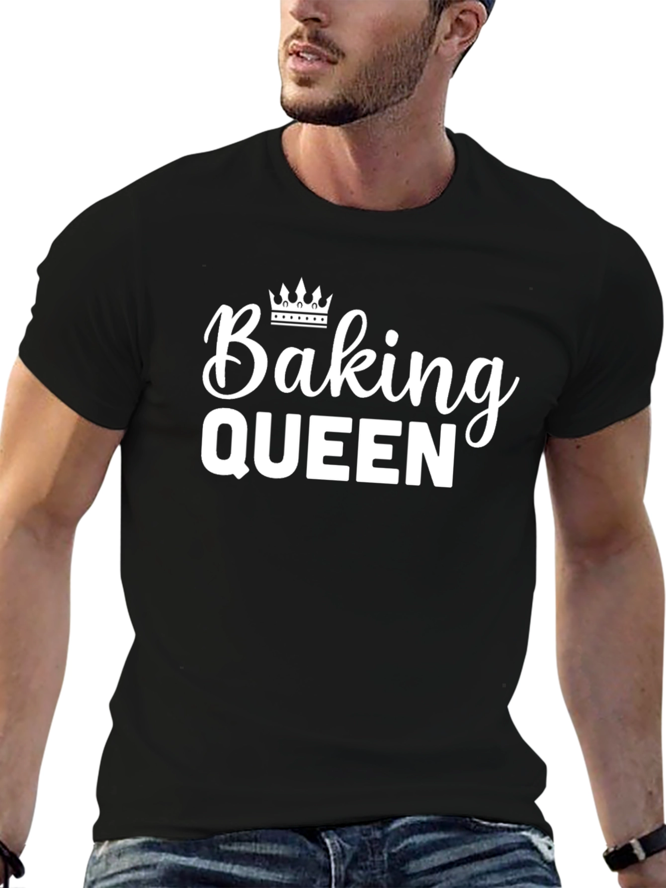 Baking Queen Black T-Shirt with Crown