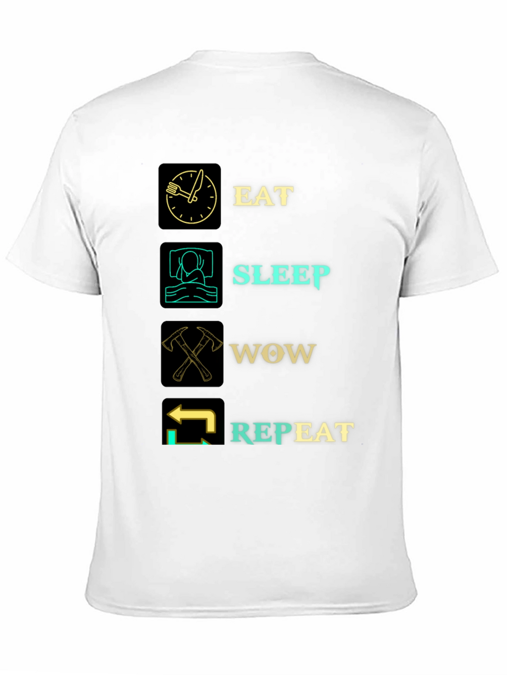 Eat Sleep WOW Repeat Black Graphic T-Shirt