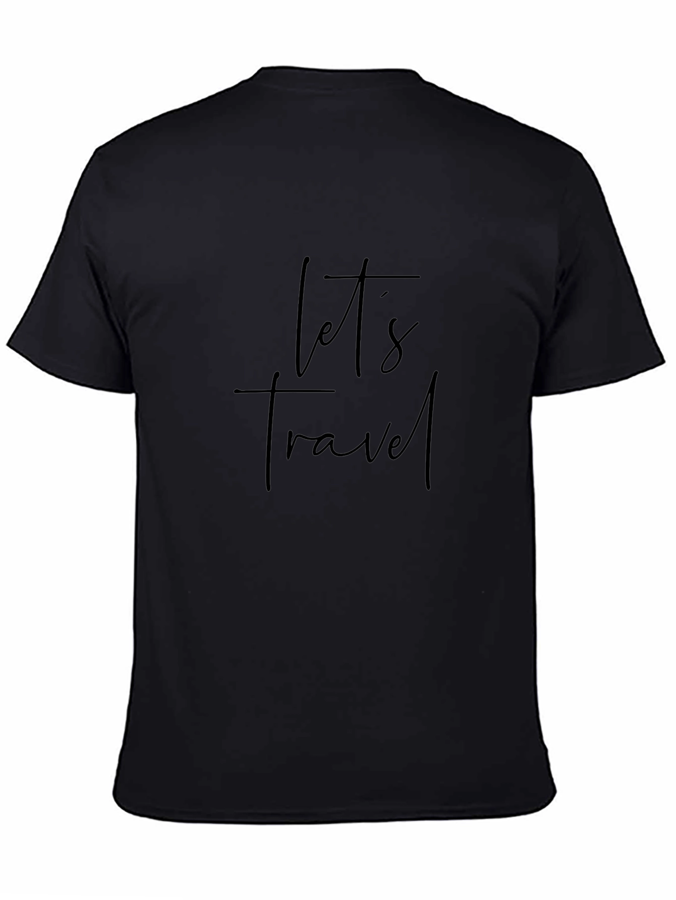 Lets Travel Graphic Print Black Crew Neck T-Shirt