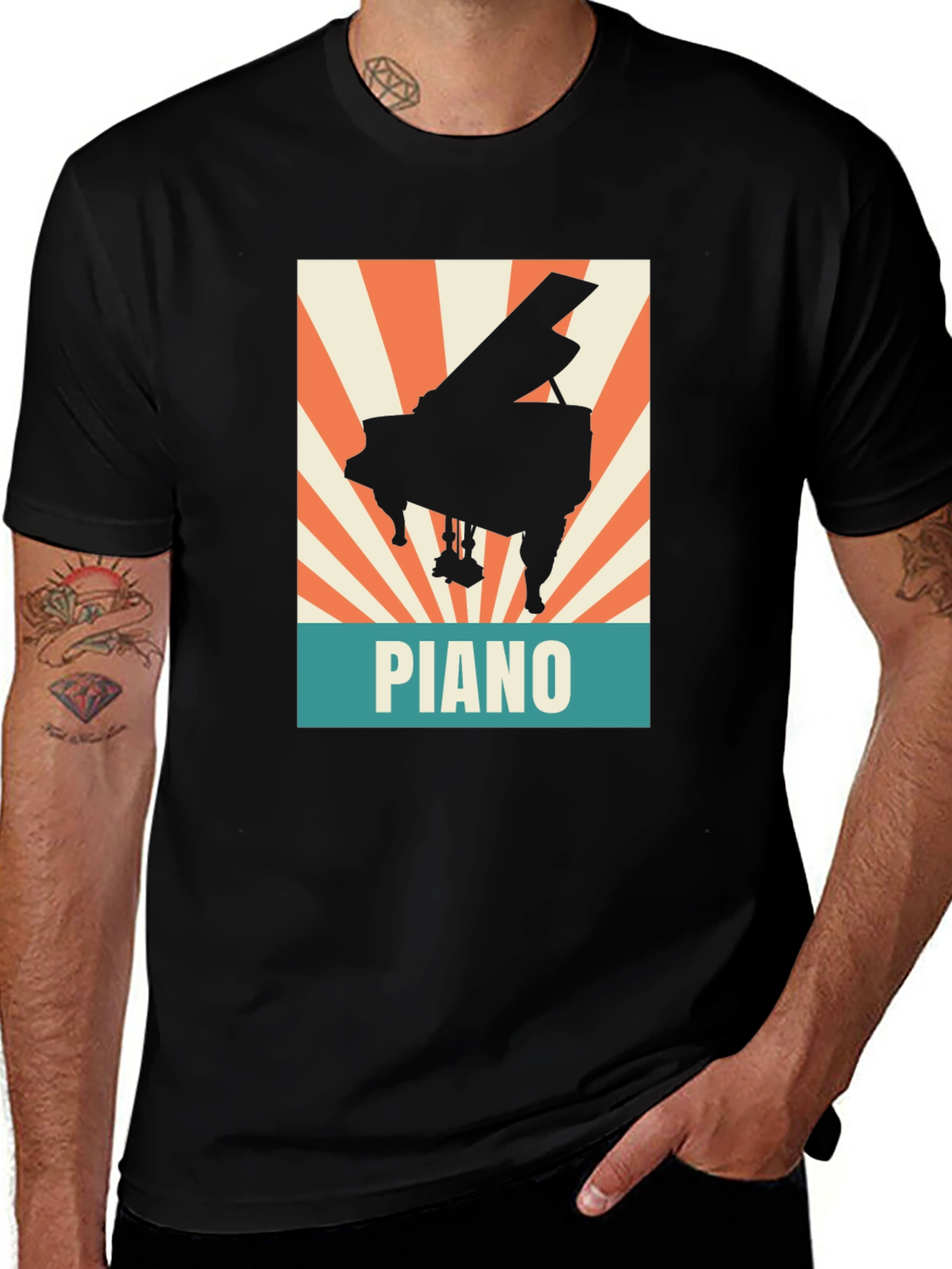 Piano Graphic Tee - Retro Style Music Lover Shirt